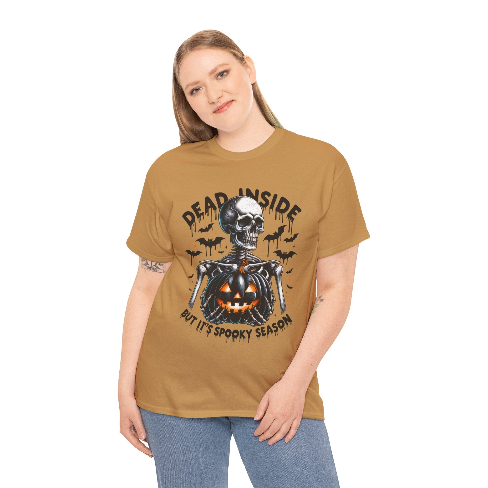 Dead Inside, Spooky Season Tee, Unisex Heavy Cotton T-Shirt, Halloween Shirt, Fun Casual Wear, Graphic Tee, Gift for Halloween Lovers