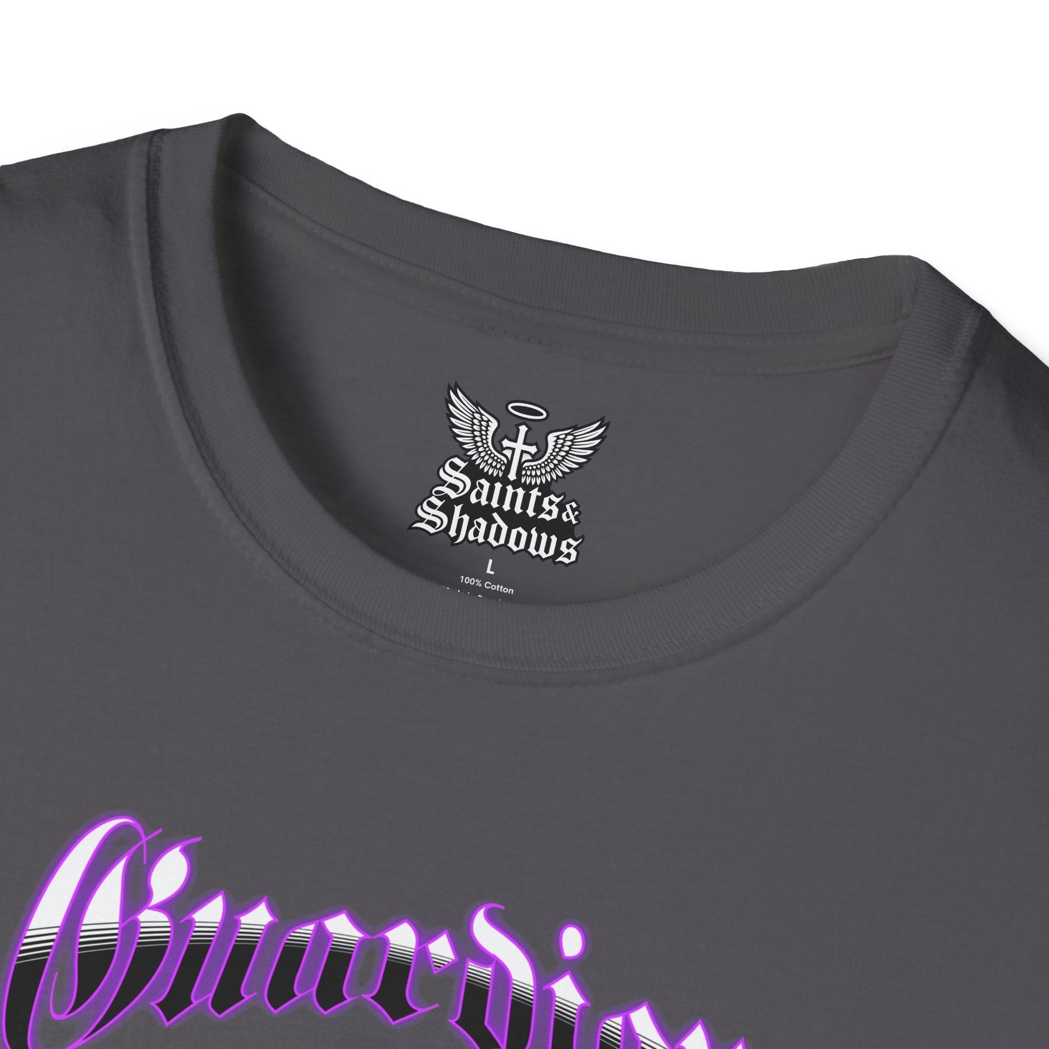 Saints and Shadows - Guardian Angel, Angelic Artwork Unisex Softstyle T-Shirt, Casual Wear