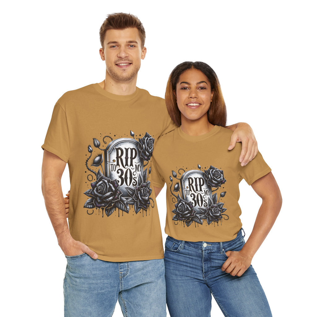 RIP to My 30s, Heavy, Unisex Graphic Shirt, Birthday Gift, Casual Wear, Vintage Style, Floral Design T-shirt