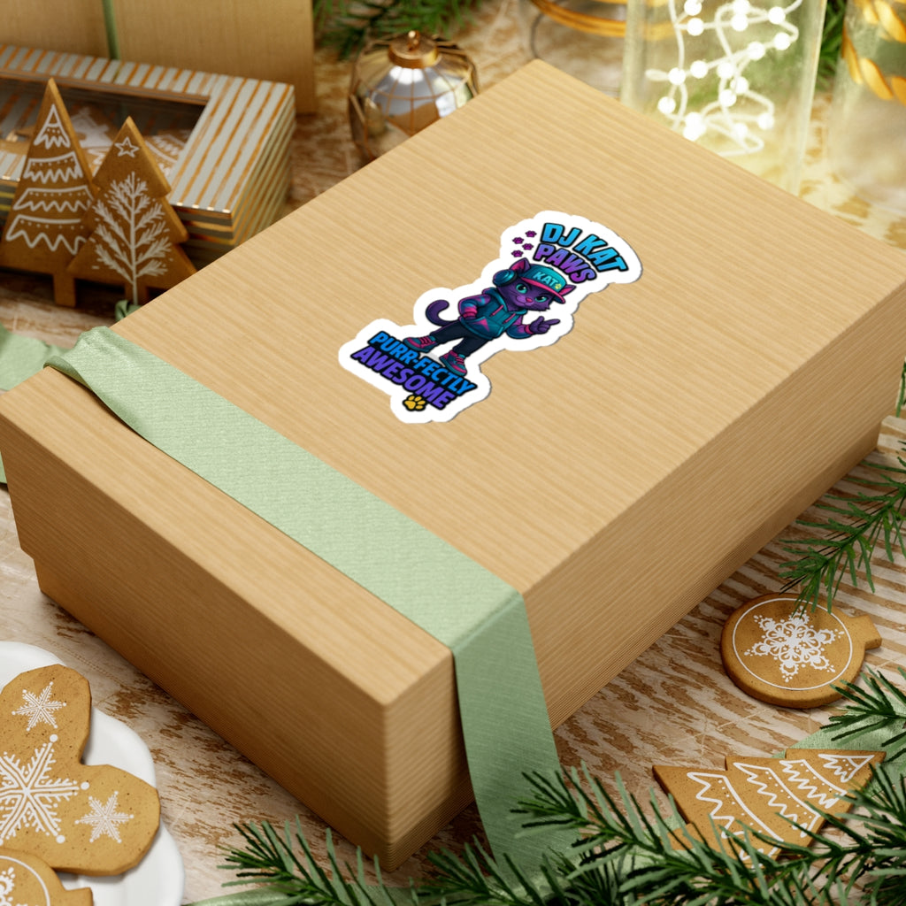DJ KAT PAWS - Purr-fectly Awesome | Laptop Stickers, Pet Lover Gift, Indie Art, Fun & Quirky Stickers