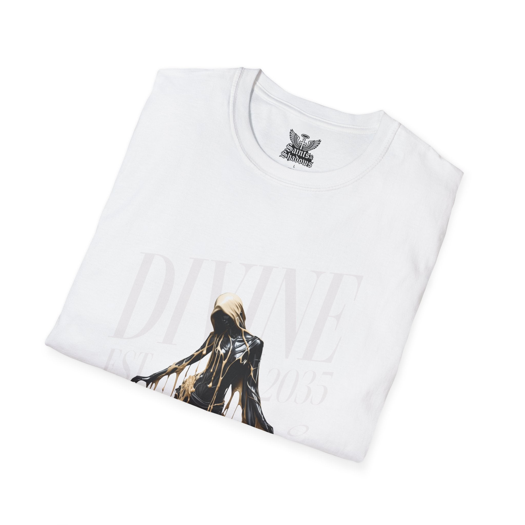 Saints and Shadows - Divine, Angelic Artwork Unisex Softstyle T-Shirt, Casual Wear