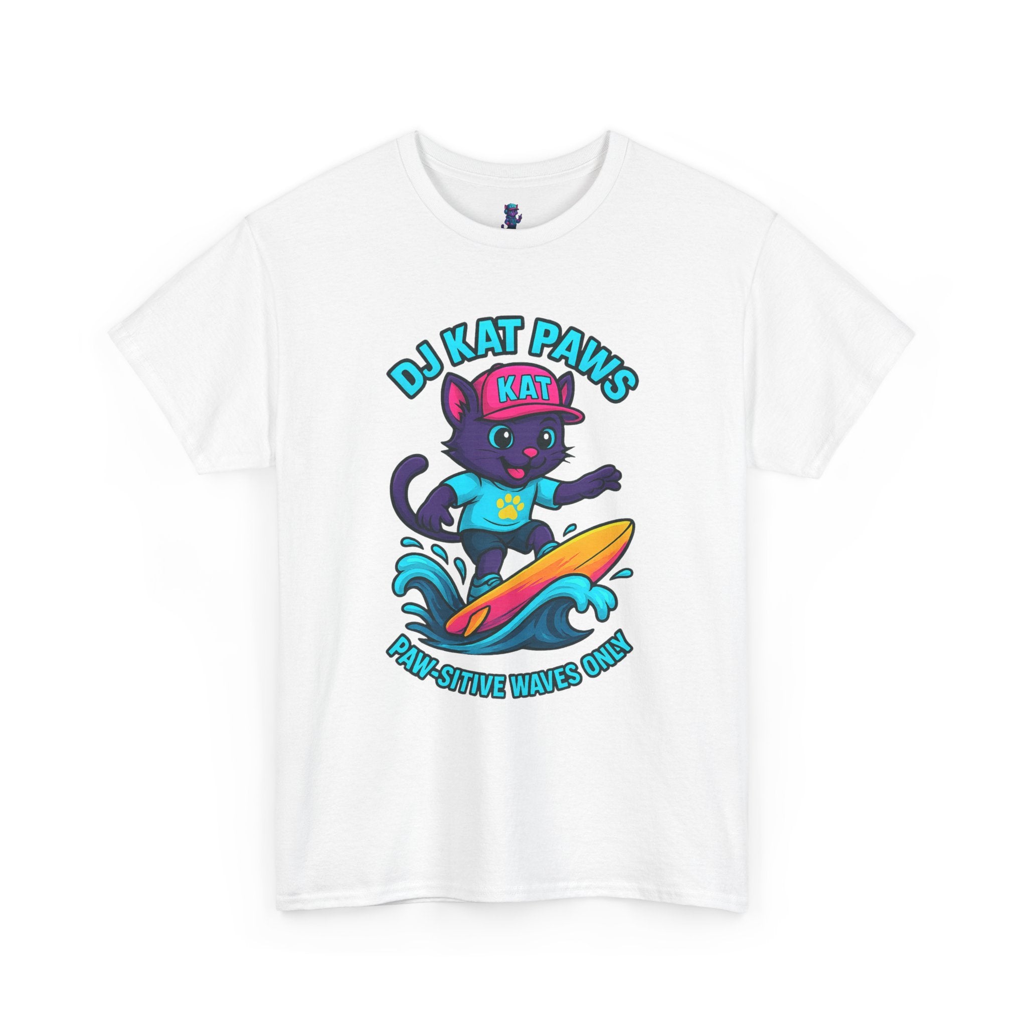 DJ KAT PAWS Paw-sitive Waves Only Surfing Tee