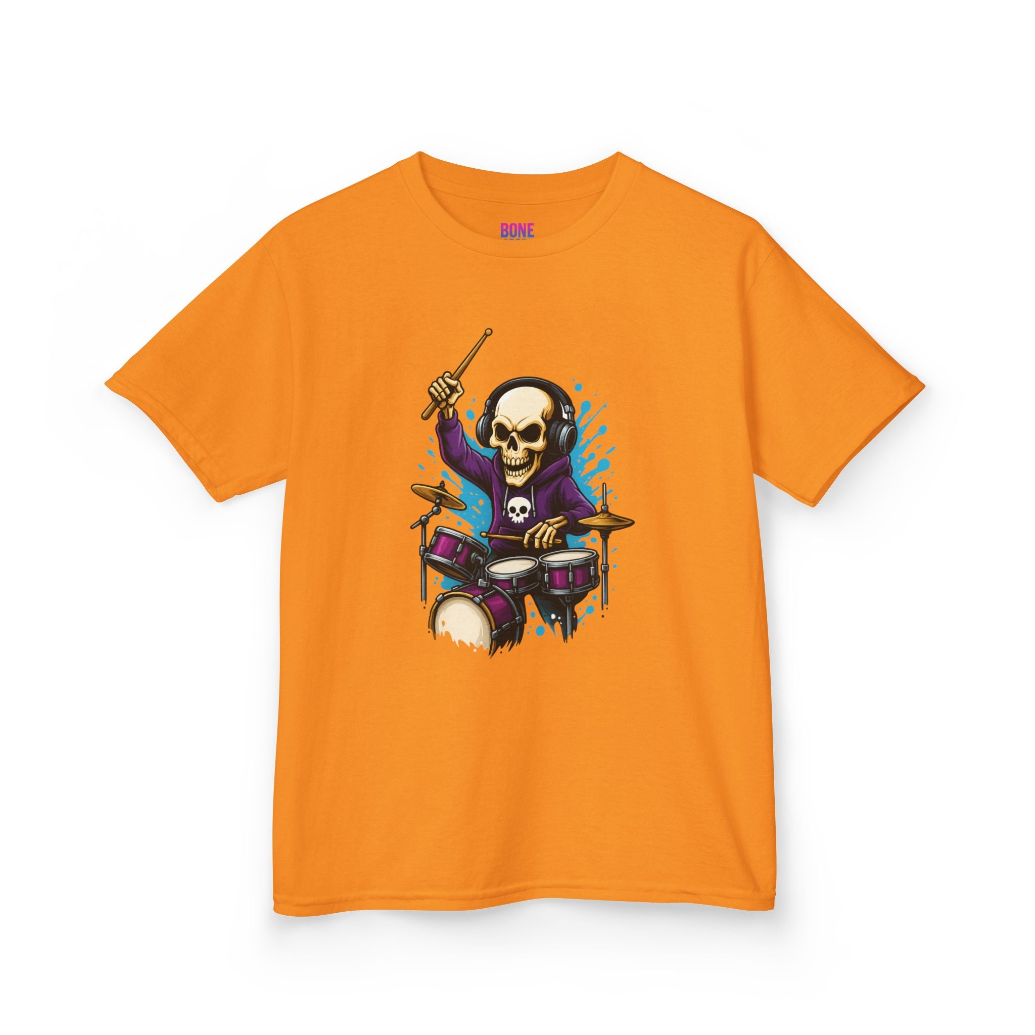 Bone Jams MC Bonez Kids Tee | Drummer Edition | Halloween Costume, Birthday Gift & Drop Dead Beats Apparel