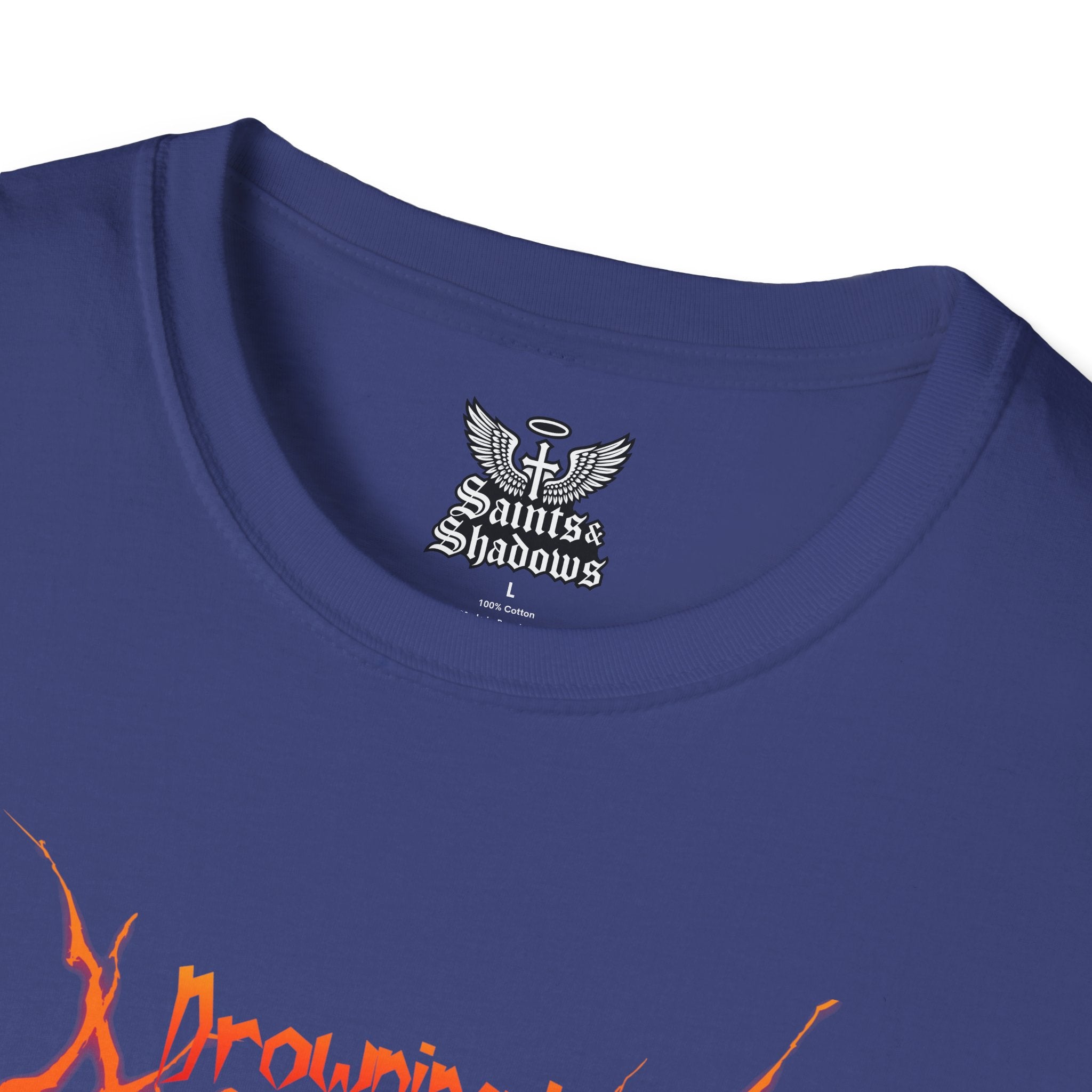 Saints and Shadows -Drowning In Anguish, Angelic Artwork Unisex Softstyle T-Shirt, Casual Wear