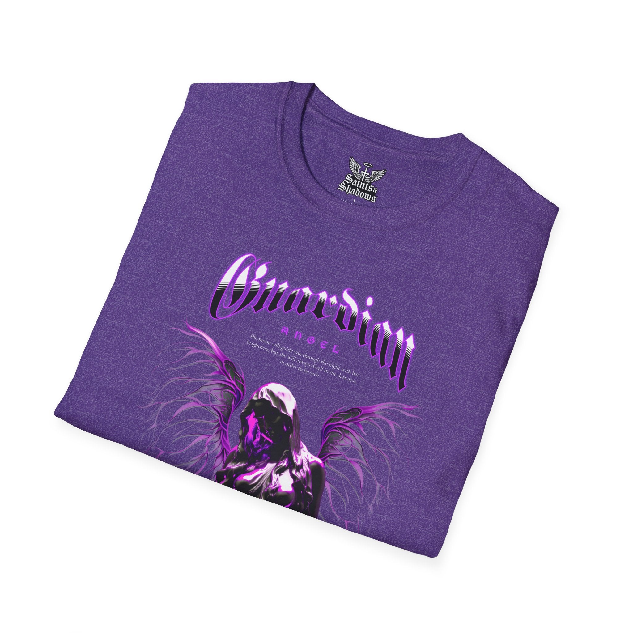Saints and Shadows - Guardian Angel, Angelic Artwork Unisex Softstyle T-Shirt, Casual Wear