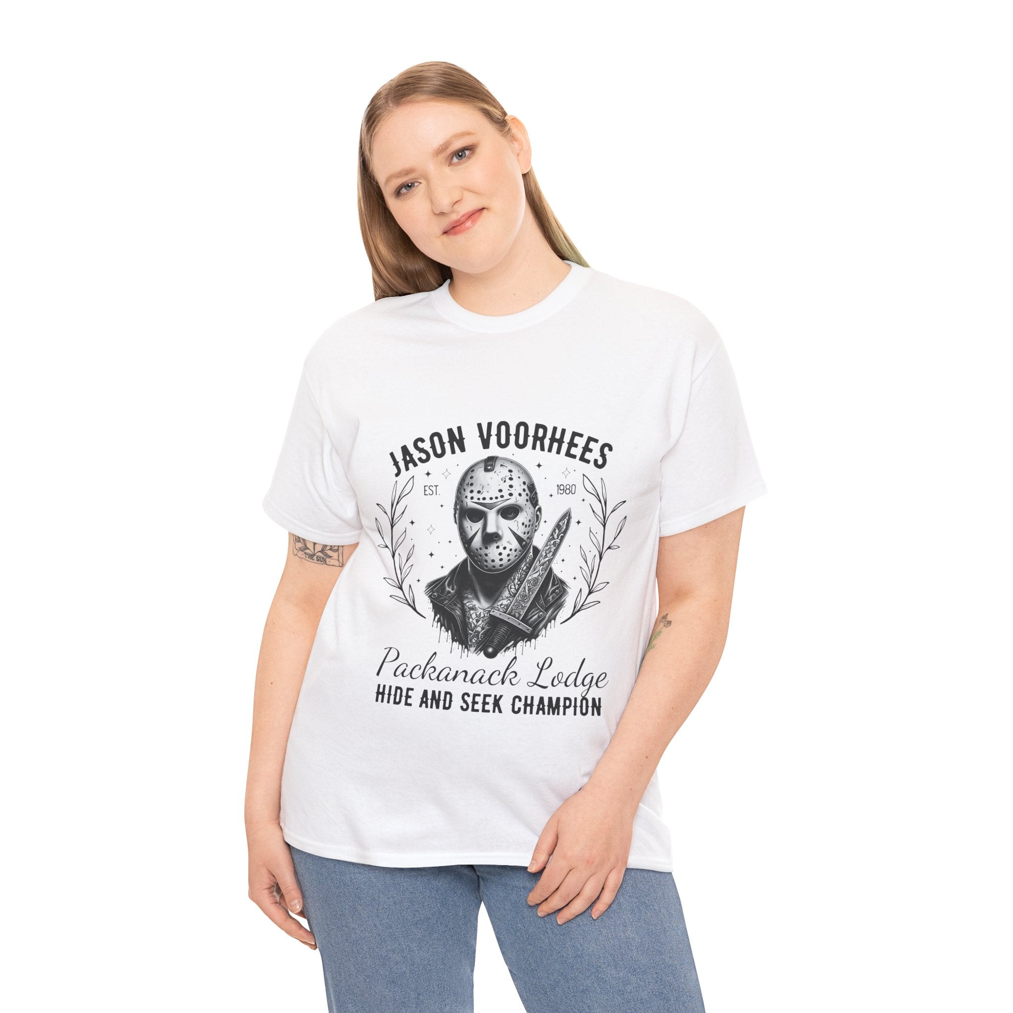 Jason Voorhees 'Hide and Seek Champion'  - Horror Graphic Tee, Unisex Cotton Shirt, Halloween Costume, Horror Movie Gift, Spooky T-Shirt, Horror Fan Apparel