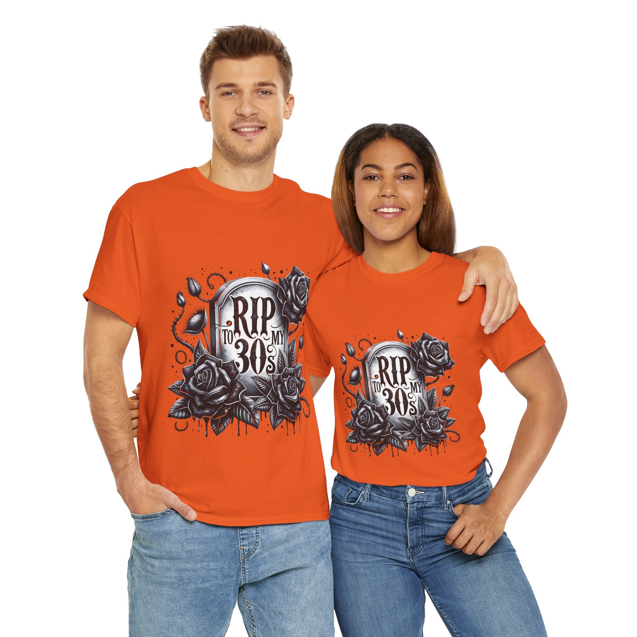 RIP to My 30s, Heavy, Unisex Graphic Shirt, Birthday Gift, Casual Wear, Vintage Style, Floral Design T-shirt