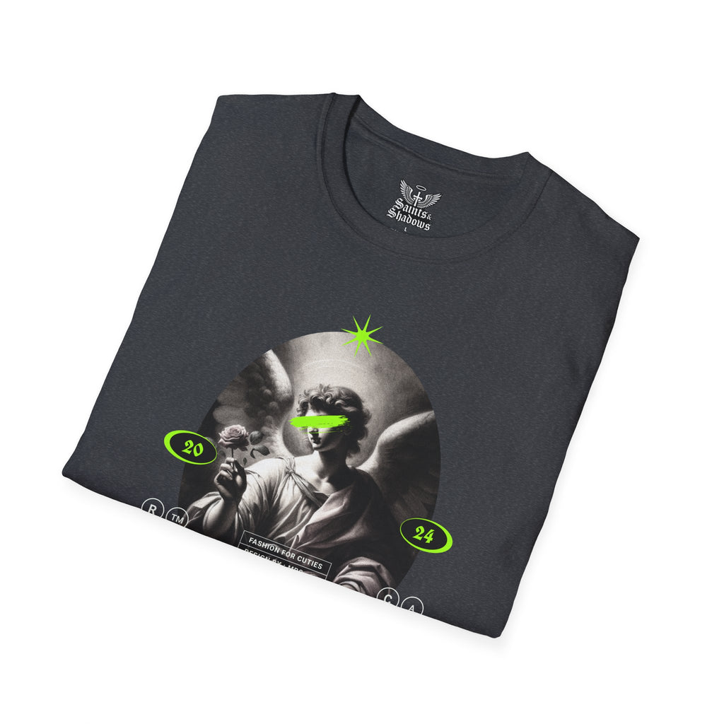 Saints and Shadows - Panoramic Portrayal, Angelic Artwork Unisex Softstyle T-Shirt, Casual Wear