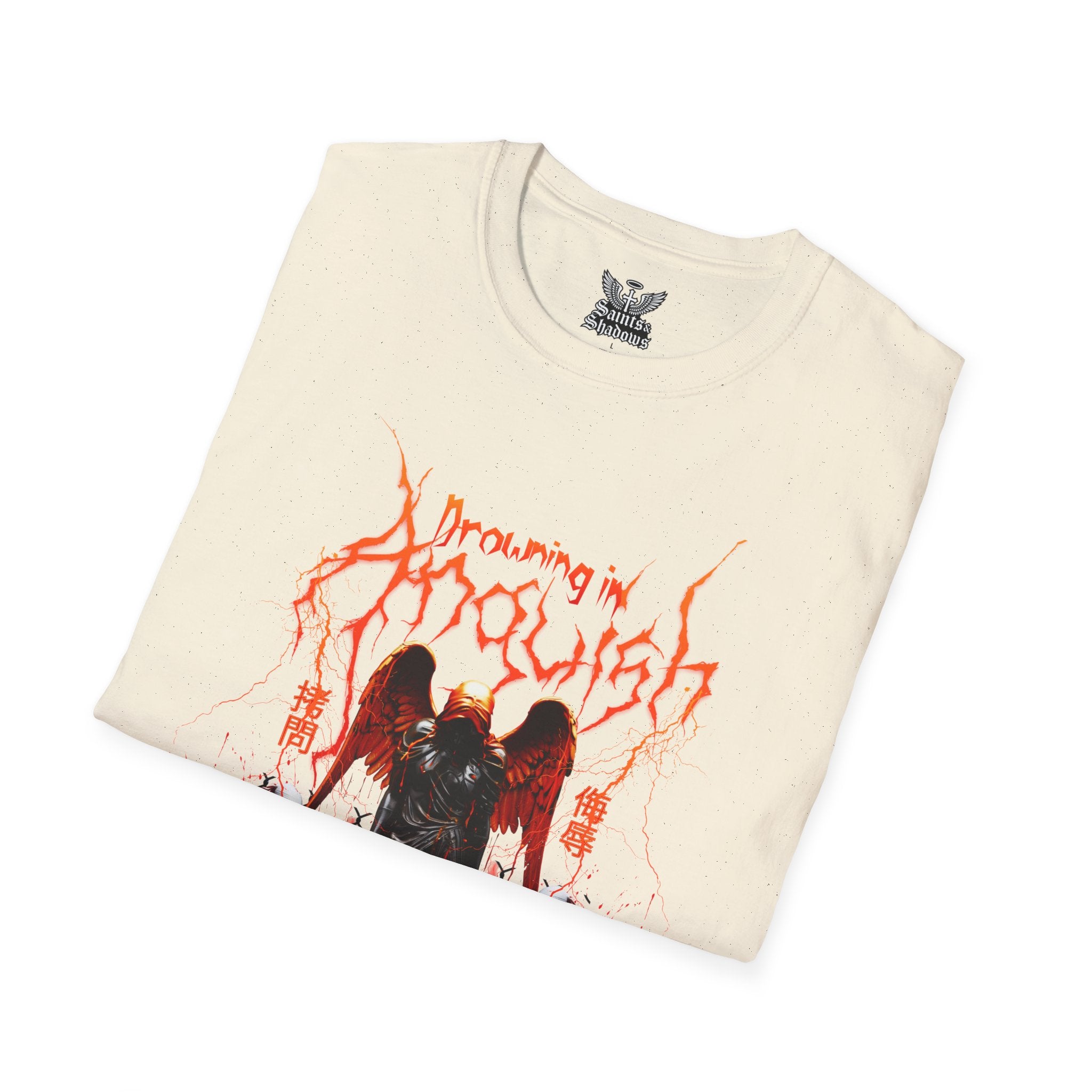 Saints and Shadows -Drowning In Anguish, Angelic Artwork Unisex Softstyle T-Shirt, Casual Wear