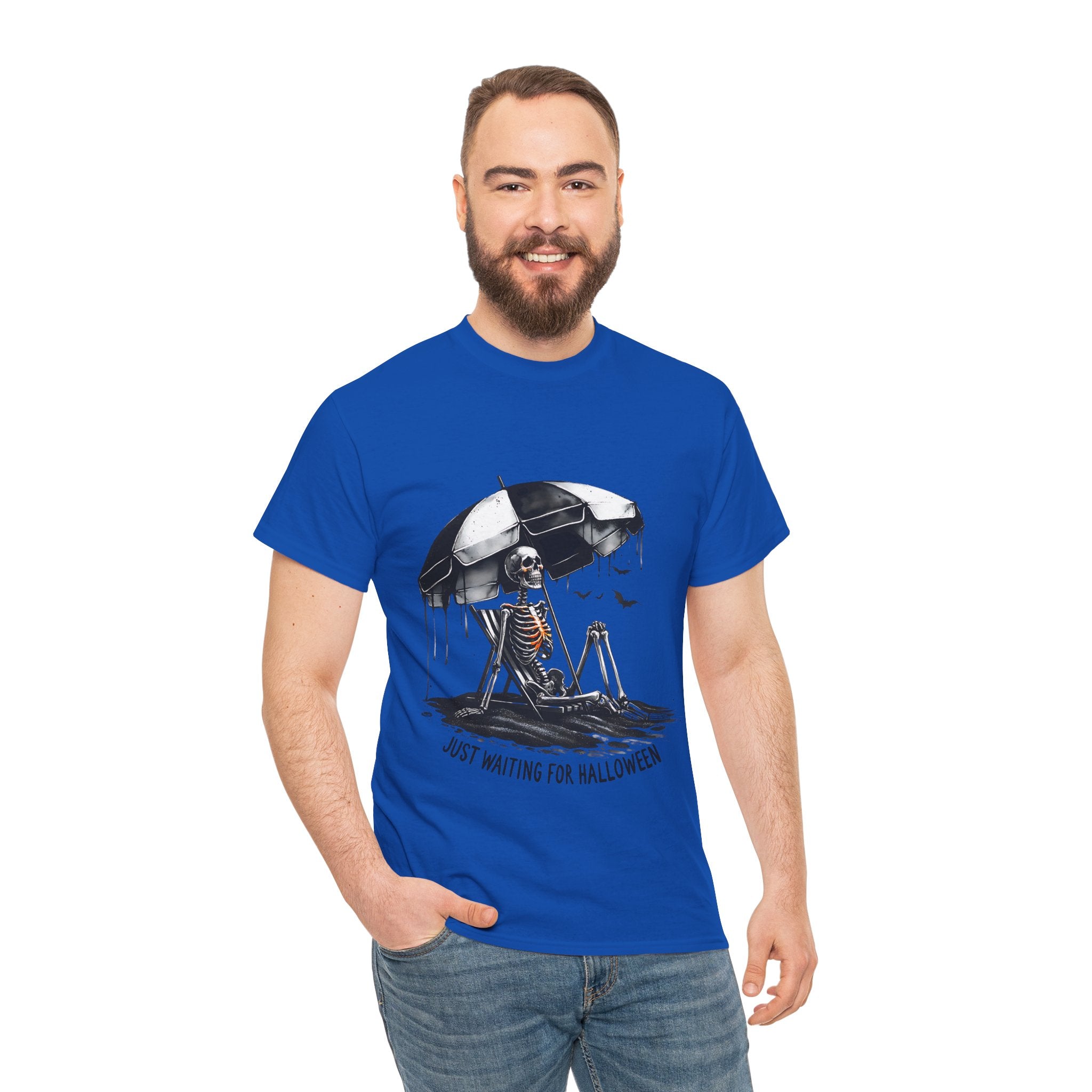 Just Waiting for Halloween, Heavy, Unisex Graphic Shirt, Birthday Gift, Casual Wear, Vintage Style, Floral Design T-shirt
