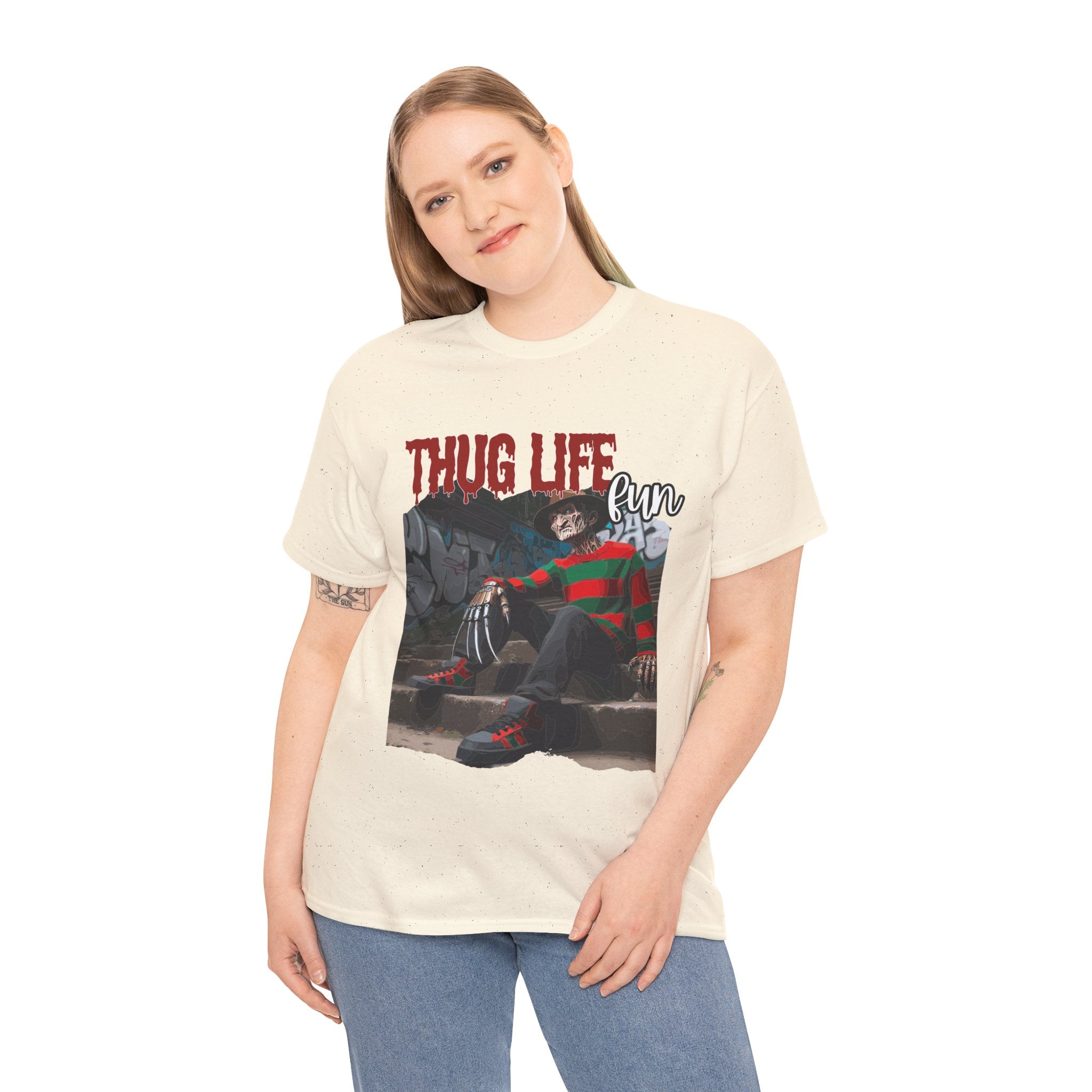 Freddie Kruger, Thug Life Tee - Horror Graphic Tee, Unisex Cotton Shirt, Halloween Costume, Horror Movie Gift
