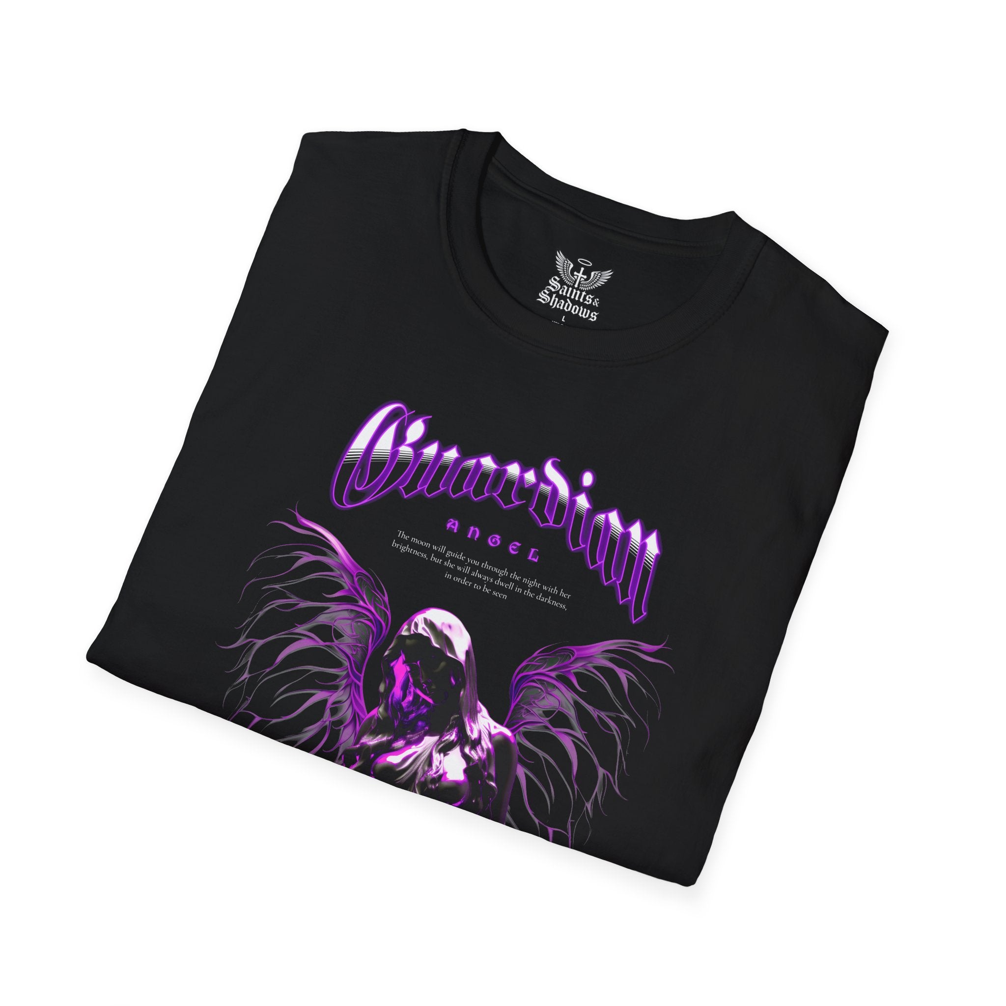 Saints and Shadows - Guardian Angel, Angelic Artwork Unisex Softstyle T-Shirt, Casual Wear