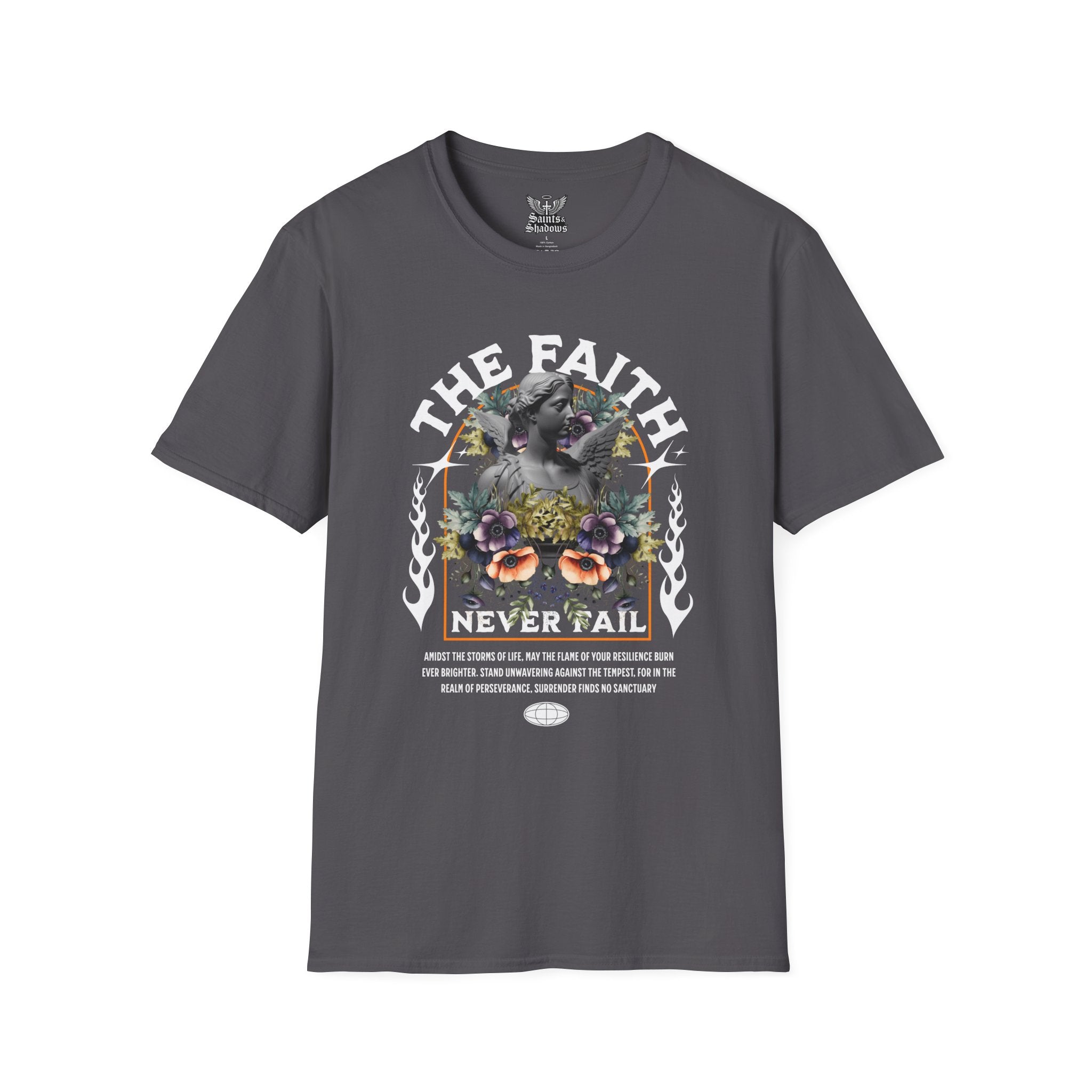 Saints and Shadows - The Faith Never Fail, Angelic Artwork Unisex Softstyle T-Shirt, Casual Wear