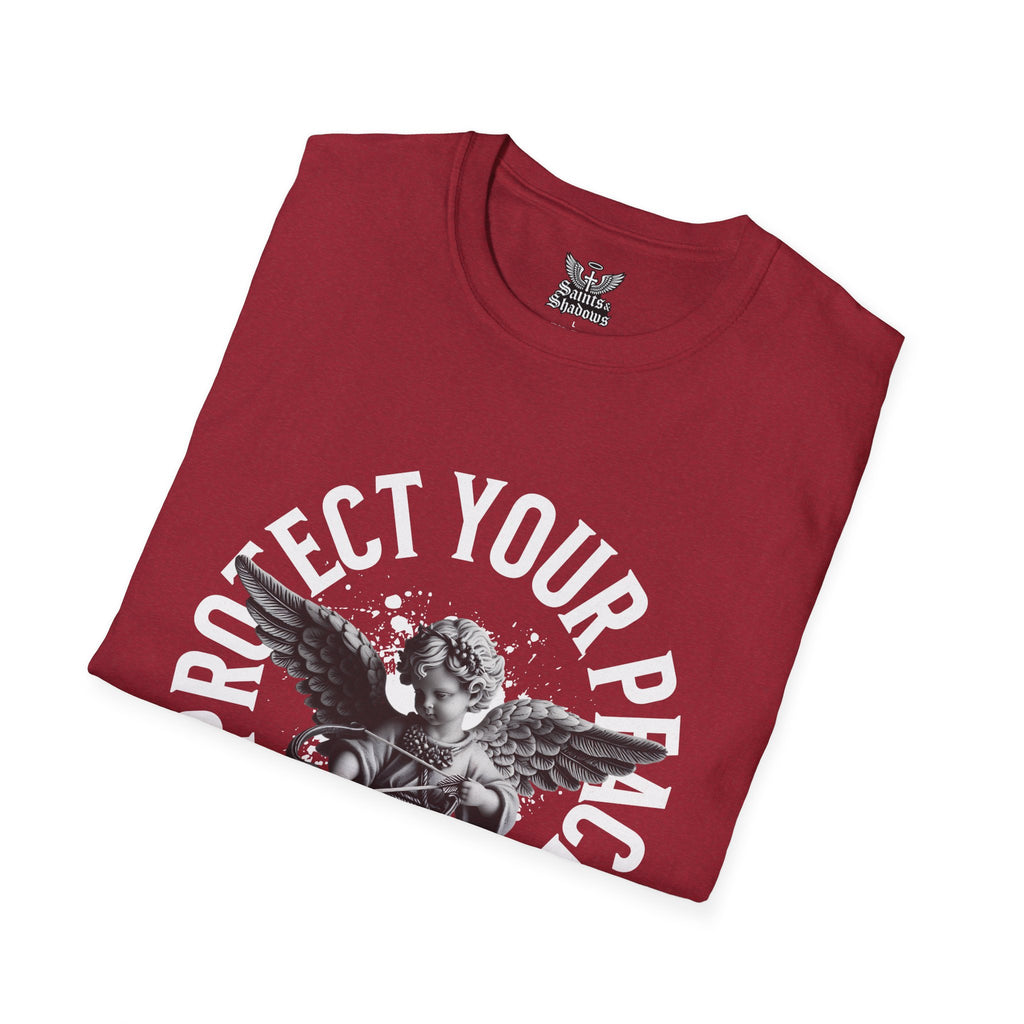 Saints and Shadows - Protect Your Peace, Angelic Artwork Unisex Softstyle T-Shirt, Casual Wear