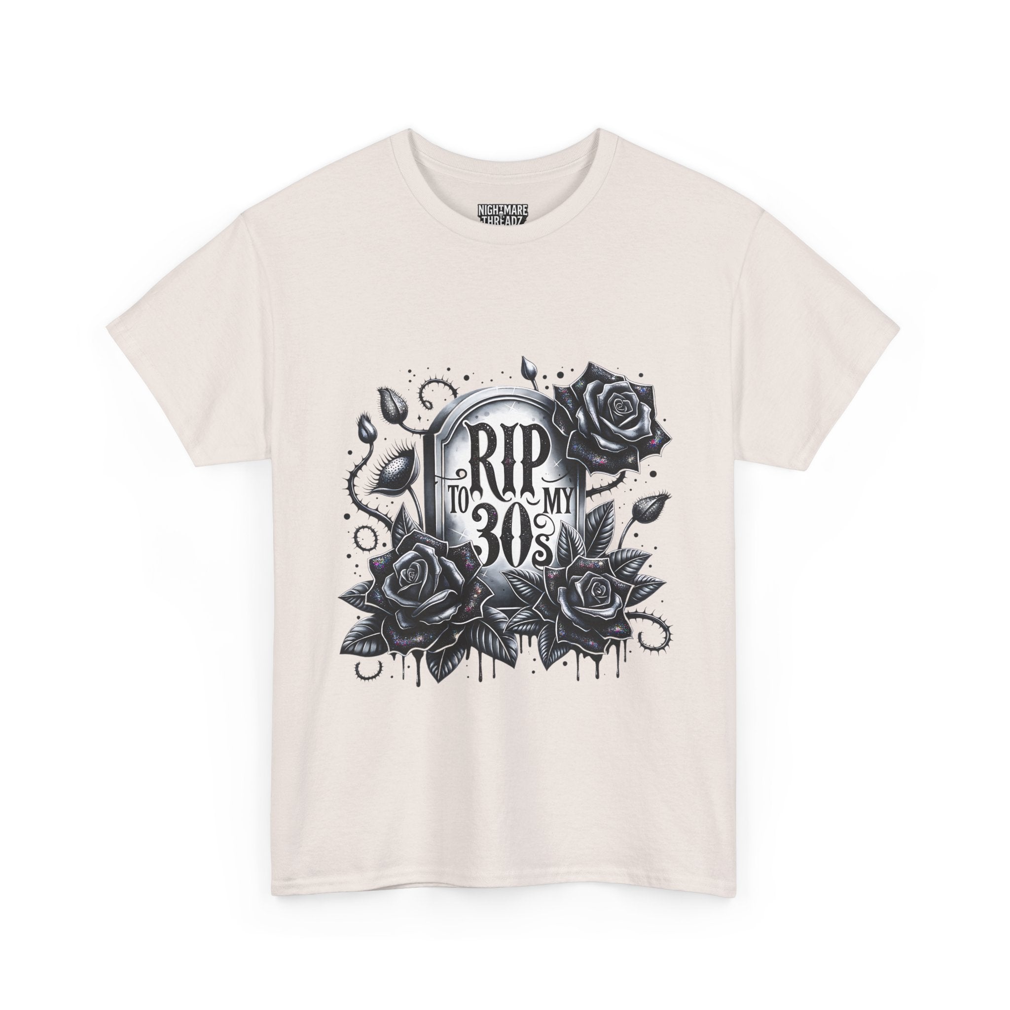 RIP to My 30s, Heavy, Unisex Graphic Shirt, Birthday Gift, Casual Wear, Vintage Style, Floral Design T-shirt