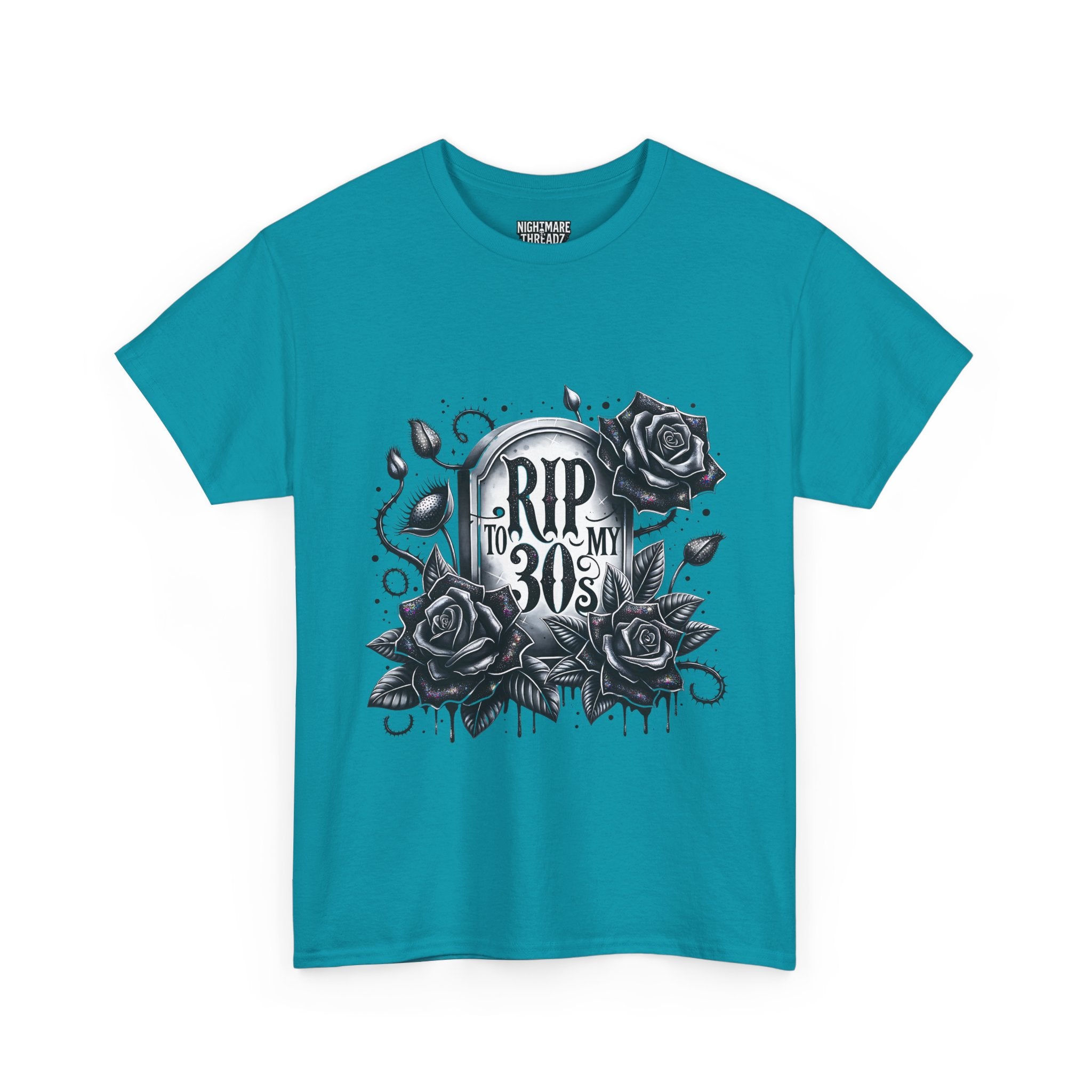 RIP to My 30s, Heavy, Unisex Graphic Shirt, Birthday Gift, Casual Wear, Vintage Style, Floral Design T-shirt