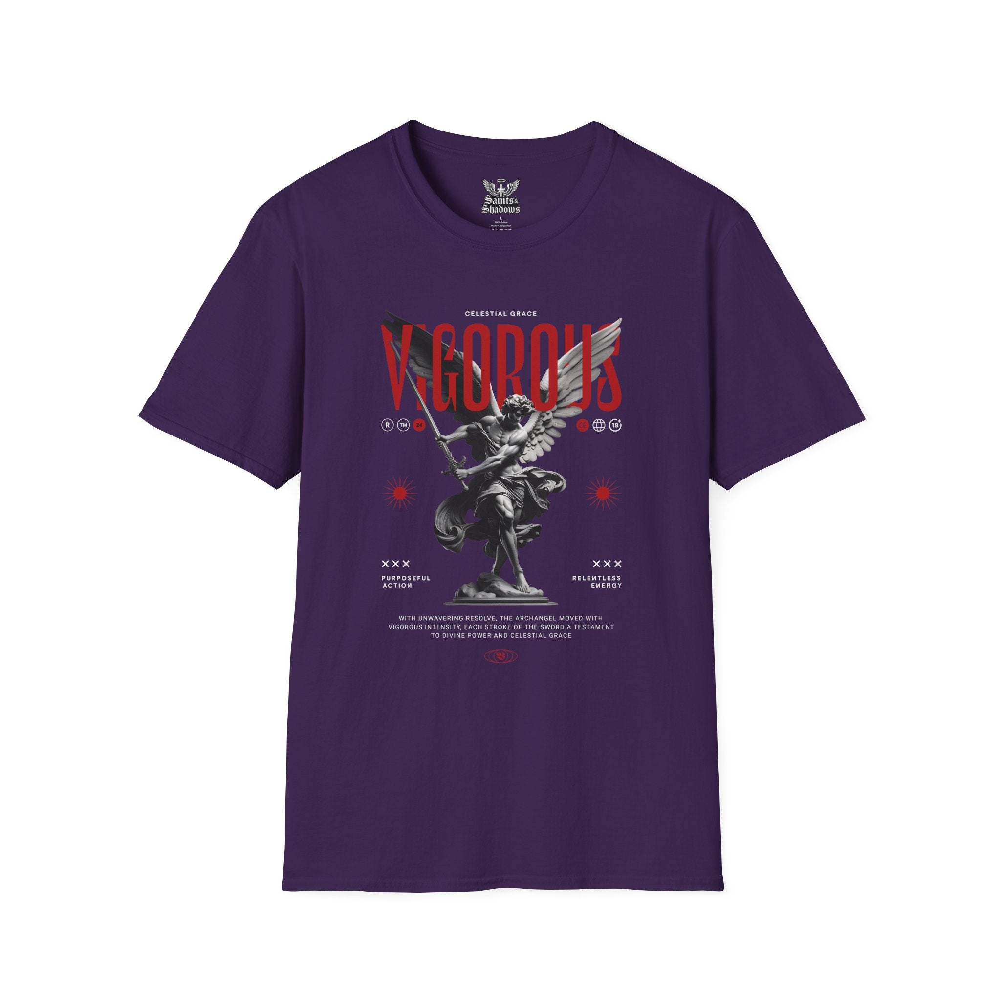 Saints and Shadows - Vigorous, Angelic Artwork Unisex Softstyle T-Shirt, Casual Wear