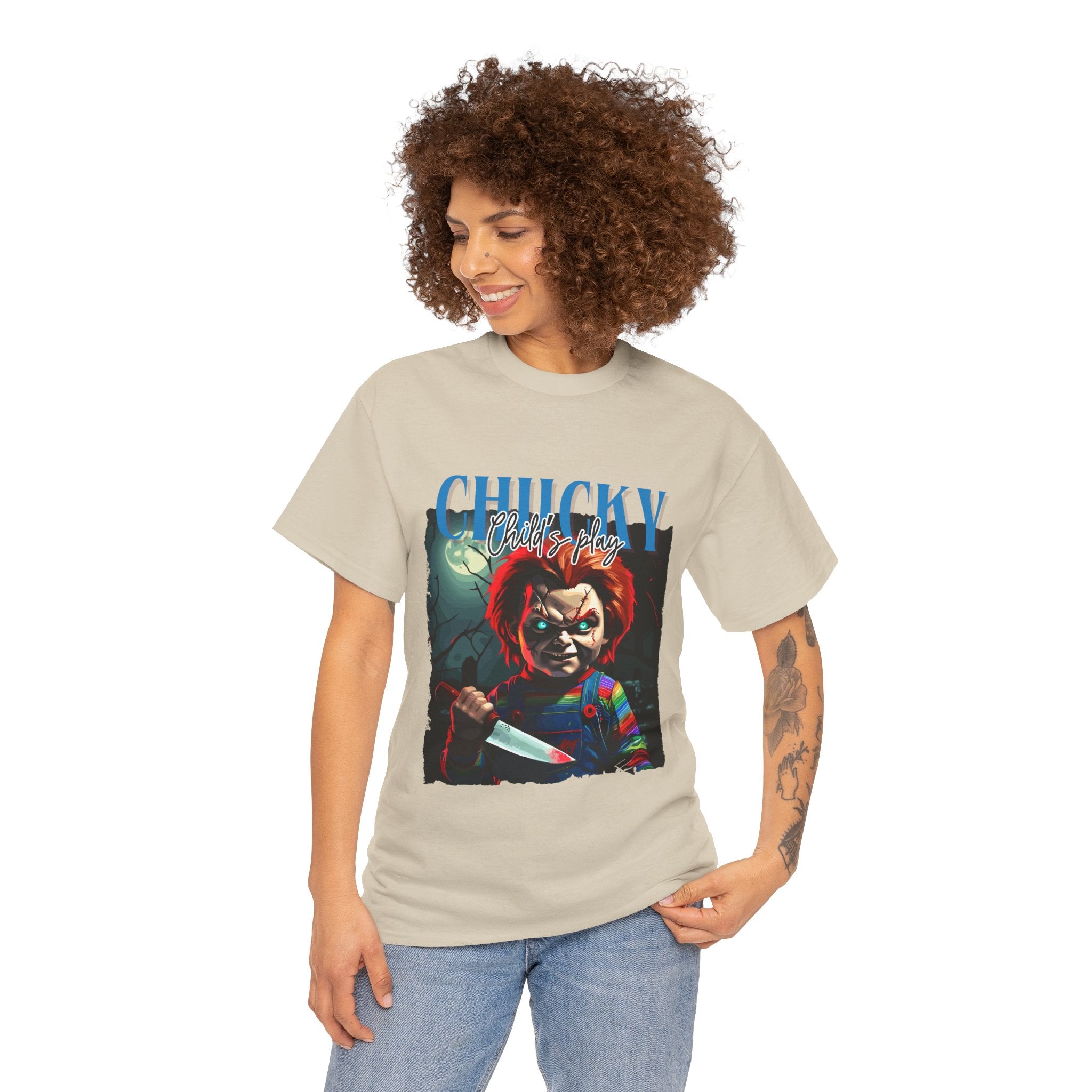 Chucky Horror Graphic Tee, Unisex Cotton Shirt, Halloween Costume, Horror Movie Gift, Spooky T-Shirt, Horror Fan Apparel
