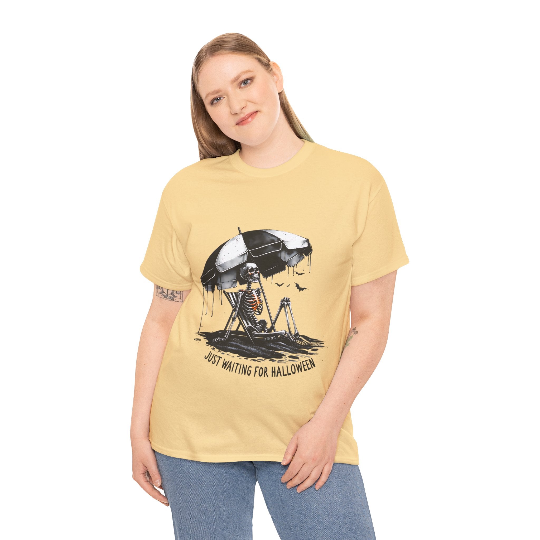 Just Waiting for Halloween, Heavy, Unisex Graphic Shirt, Birthday Gift, Casual Wear, Vintage Style, Floral Design T-shirt