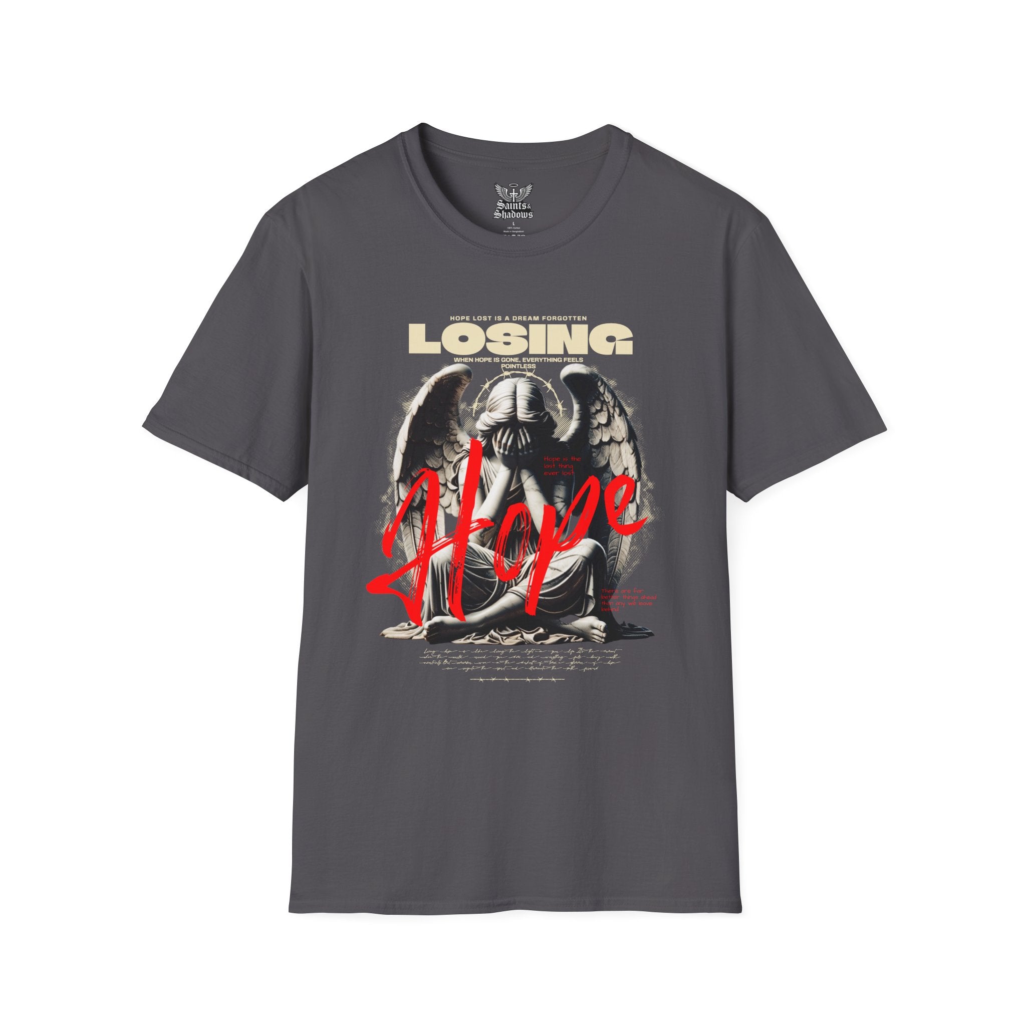 Saints and Shadows - Losing Hope, Angelic Artwork Unisex Softstyle T-Shirt, Casual Wear