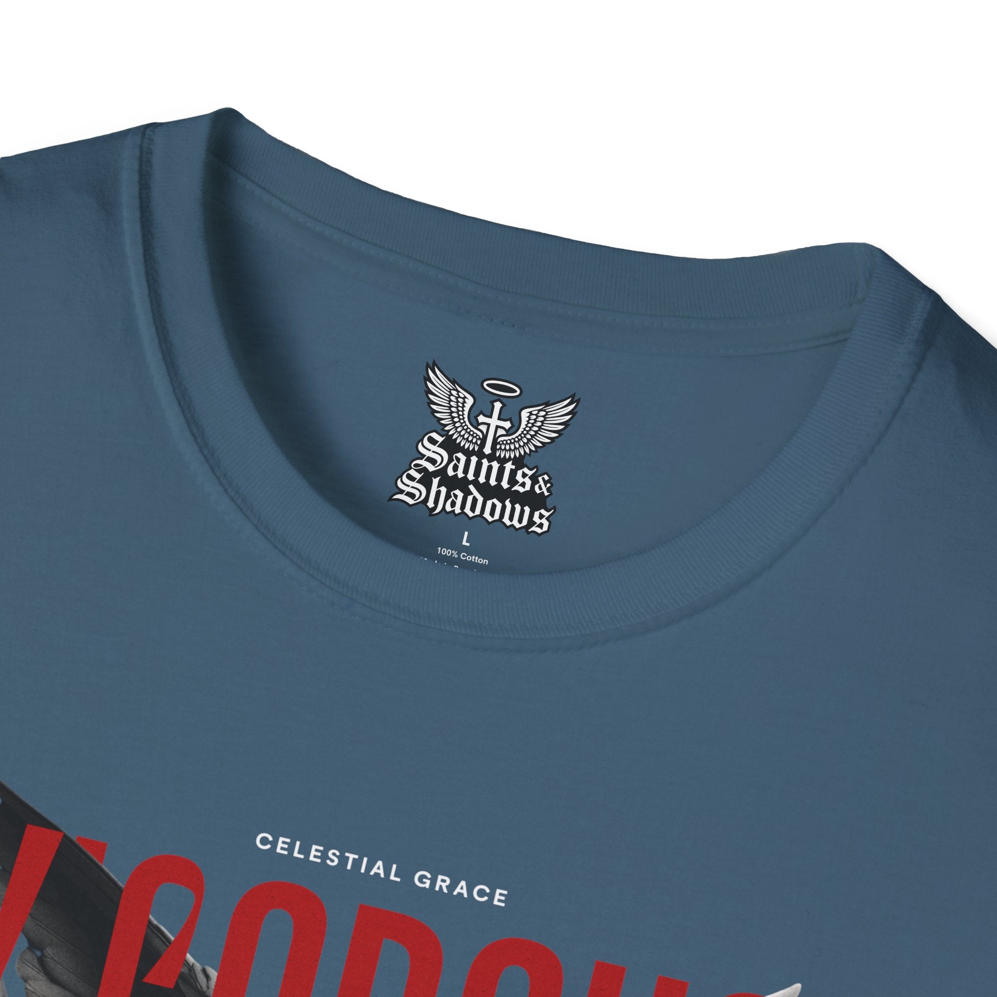 Saints and Shadows - Vigorous, Angelic Artwork Unisex Softstyle T-Shirt, Casual Wear
