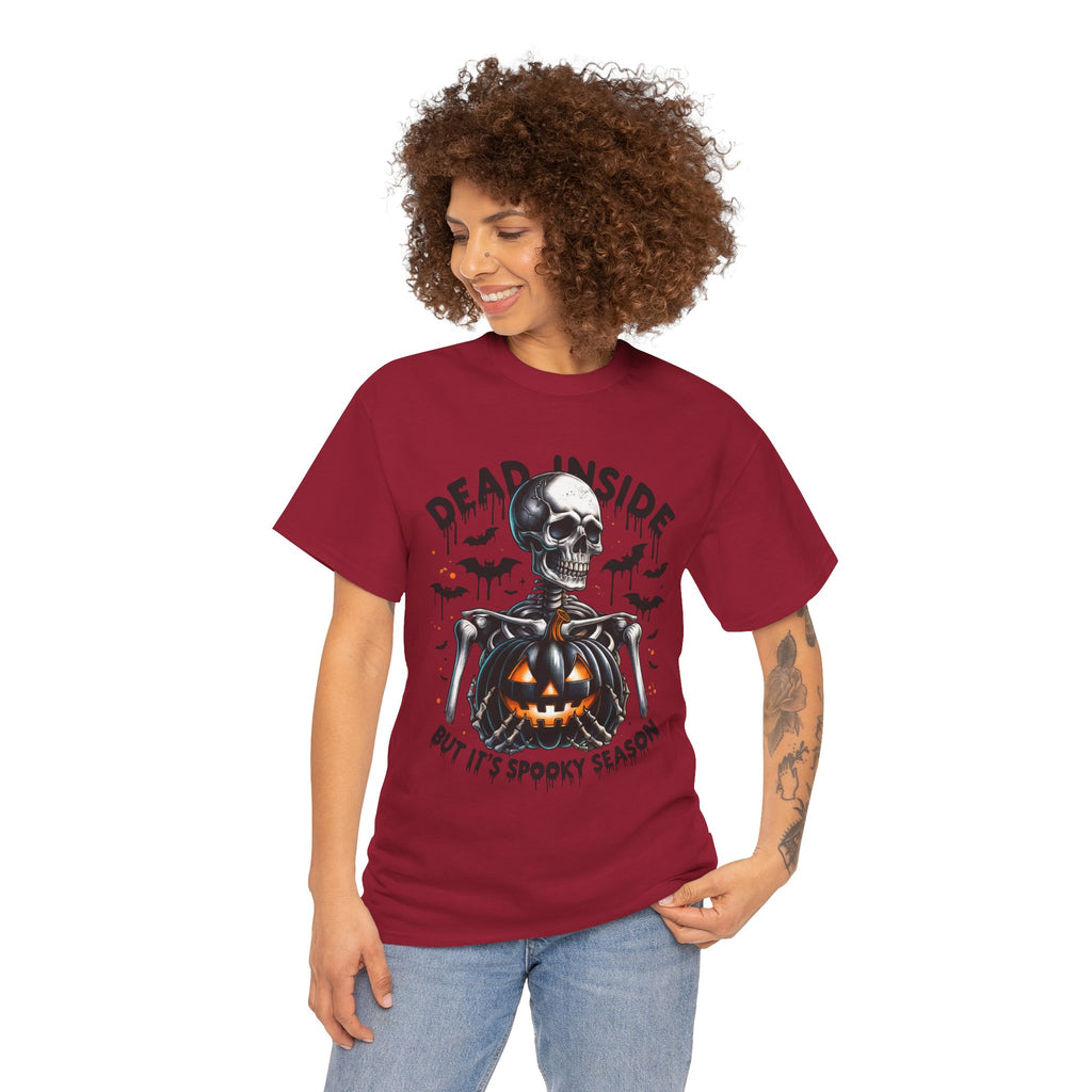 Dead Inside, Spooky Season Tee, Unisex Heavy Cotton T-Shirt, Halloween Shirt, Fun Casual Wear, Graphic Tee, Gift for Halloween Lovers