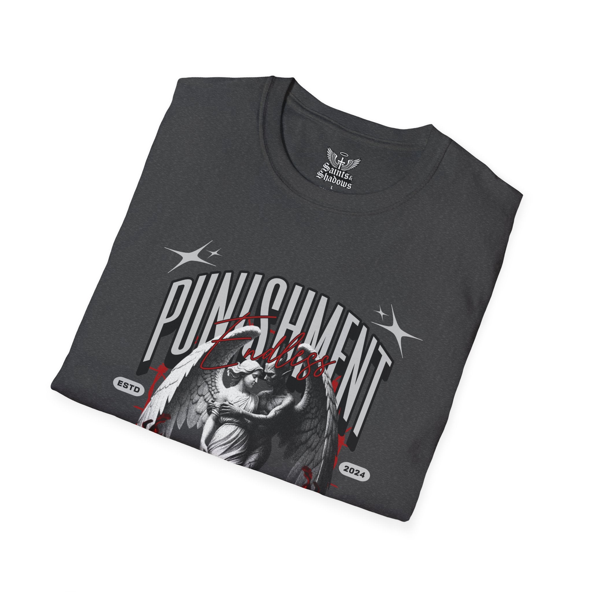 Saints and Shadows - Punishment, Angelic Artwork Unisex Softstyle T-Shirt, Casual Wear