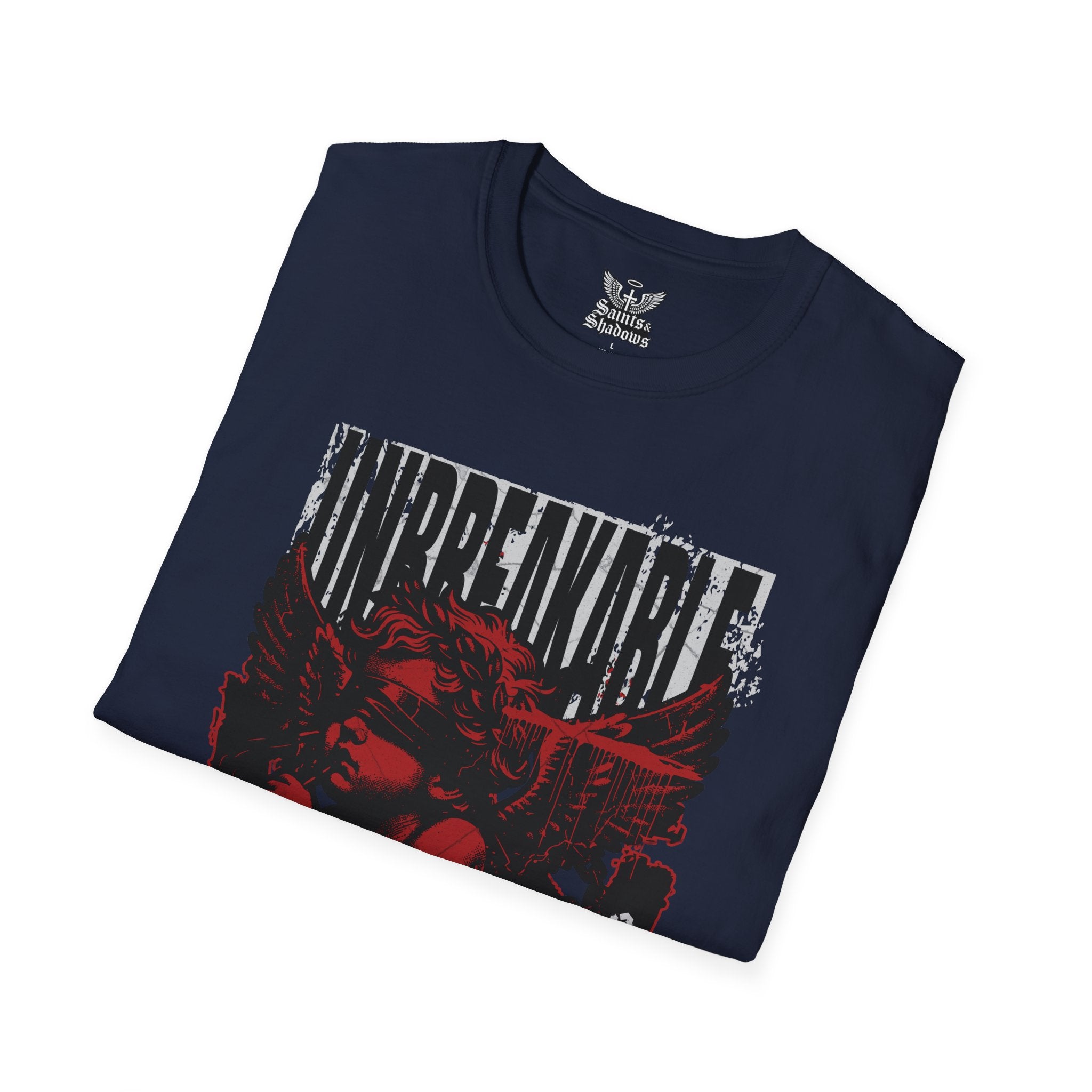 Saints and Shadows - Unbreakabe Strength, Angelic Artwork Unisex Softstyle T-Shirt, Casual Wear