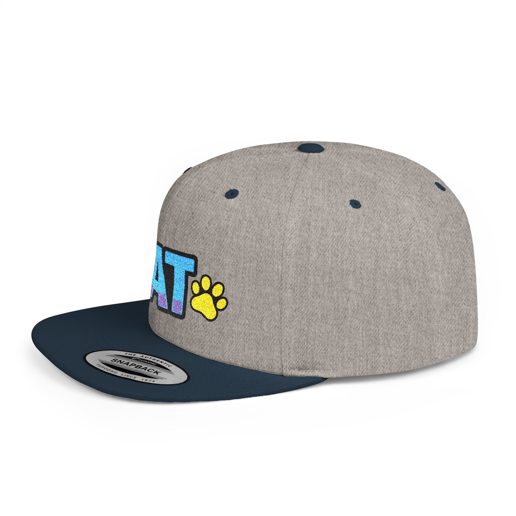 DJ Kat Paws Flat Bill Snapback Hat, Paw Print Cap for Music Lovers and Trendsetters