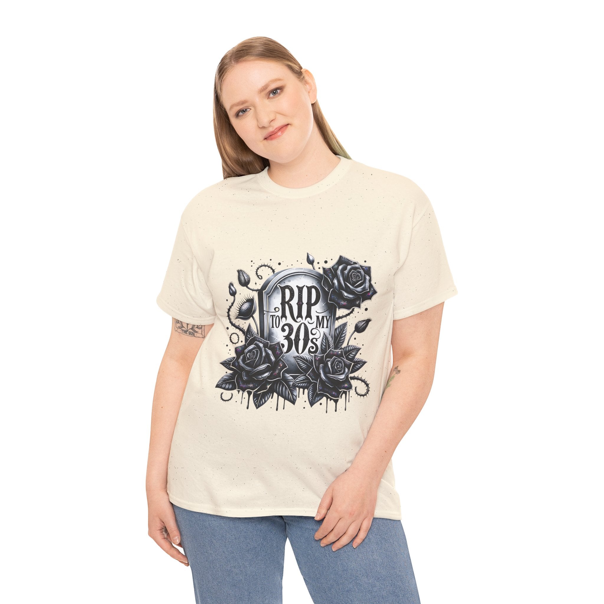 RIP to My 30s, Heavy, Unisex Graphic Shirt, Birthday Gift, Casual Wear, Vintage Style, Floral Design T-shirt