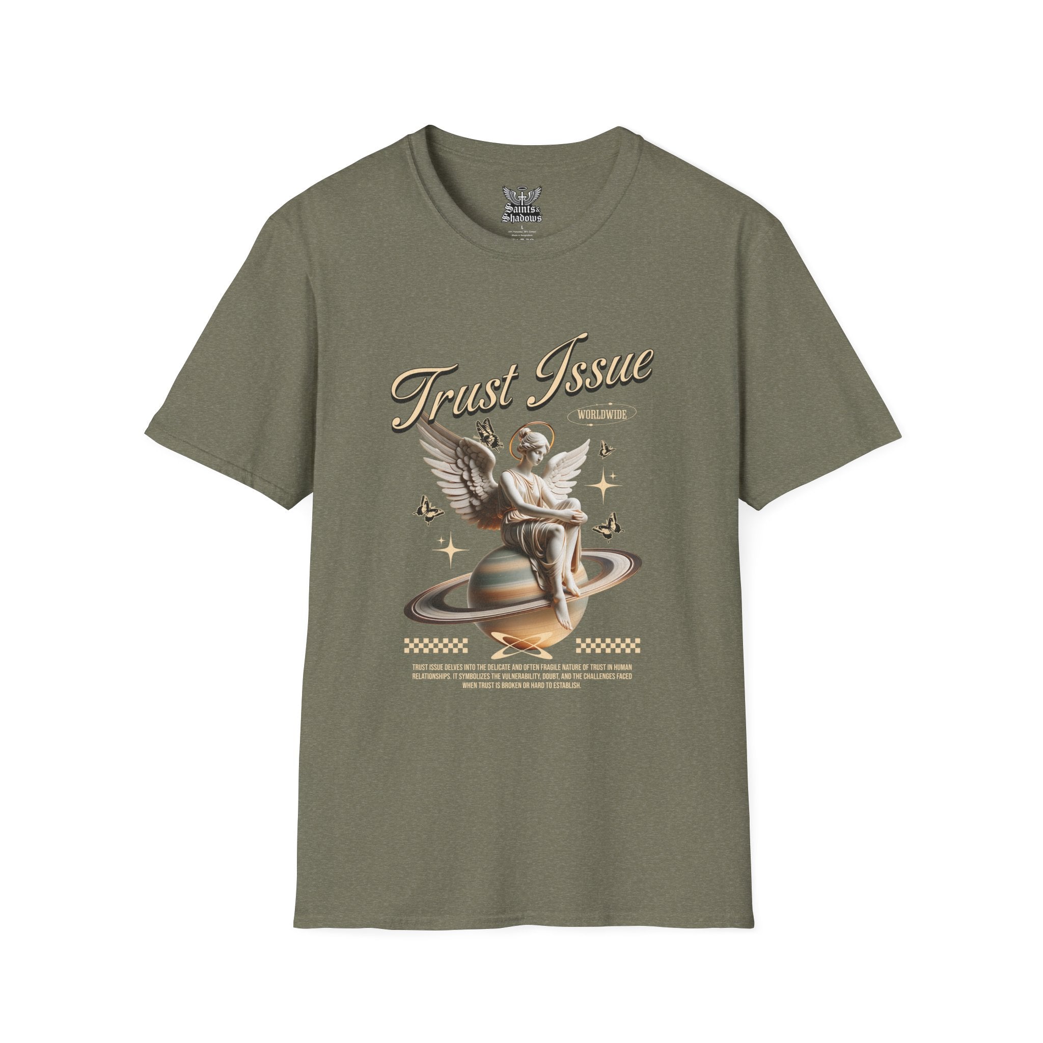 Saints and Shadows - Trust Issue, Angelic Artwork Unisex Softstyle T-Shirt, Casual Wear