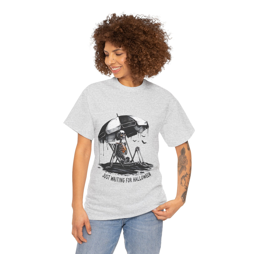 Just Waiting for Halloween, Heavy, Unisex Graphic Shirt, Birthday Gift, Casual Wear, Vintage Style, Floral Design T-shirt