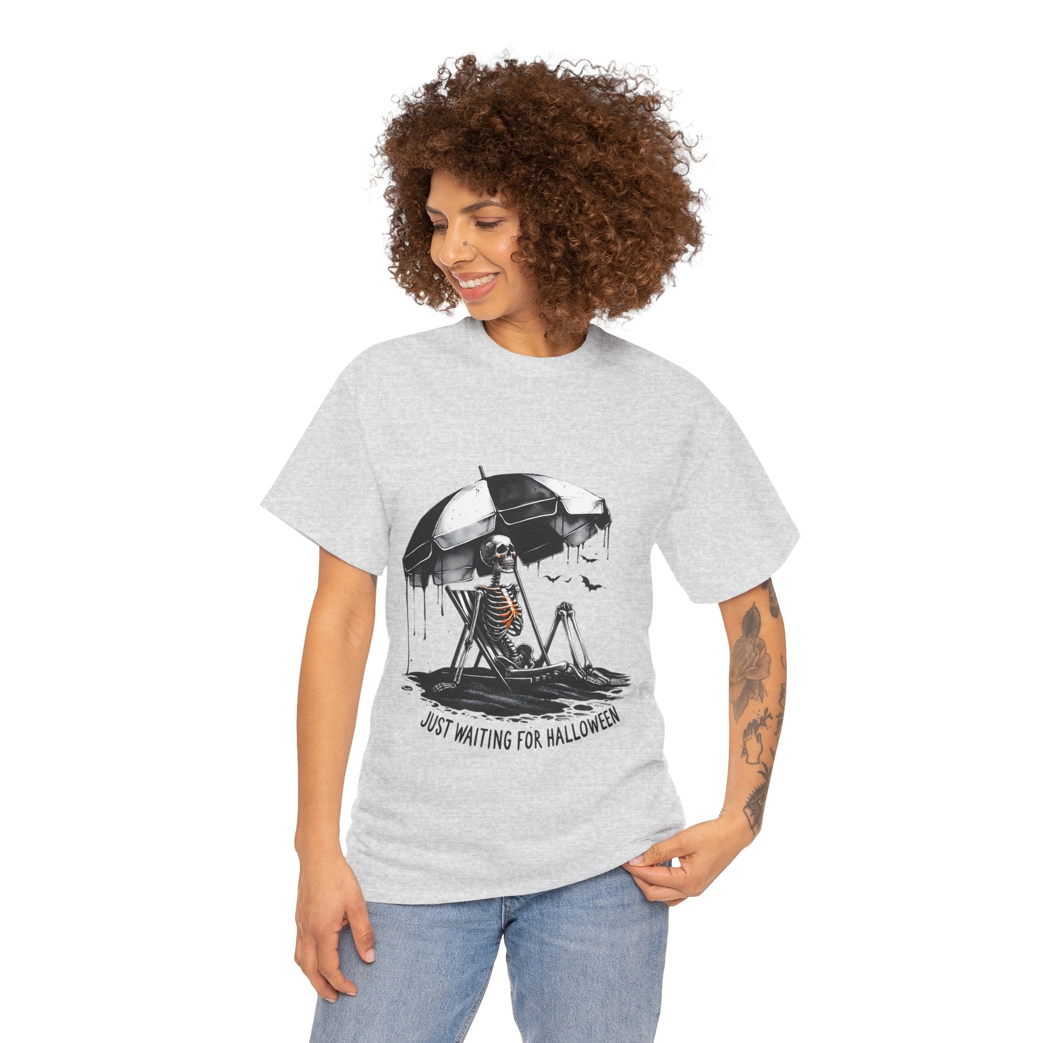 Just Waiting for Halloween, Heavy, Unisex Graphic Shirt, Birthday Gift, Casual Wear, Vintage Style, Floral Design T-shirt
