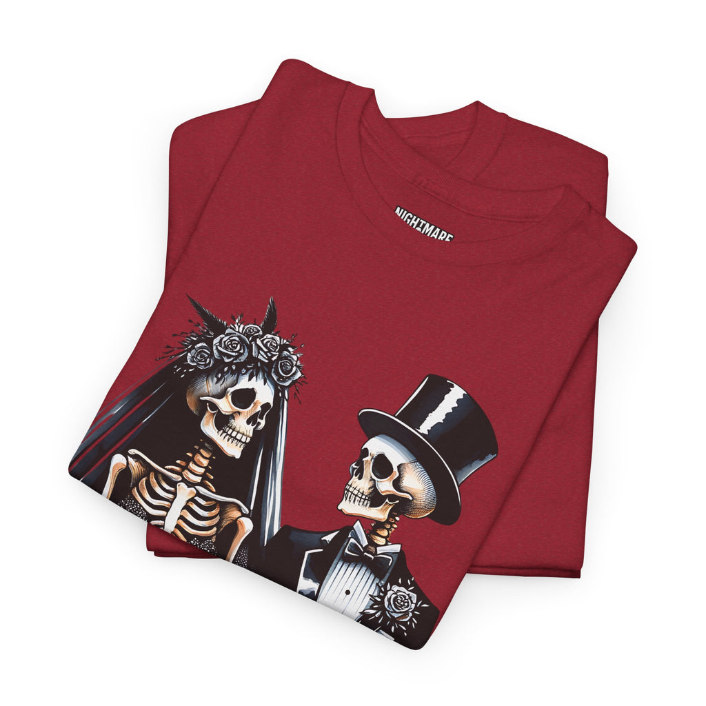 Skeleton Bride and Groom Wedding. Til Death, Tee - Horror Graphic Tee, Unisex Cotton Shirt, Halloween Costume, Horror Movie Gift, Spooky T-Shirt, Horror Fan Apparel