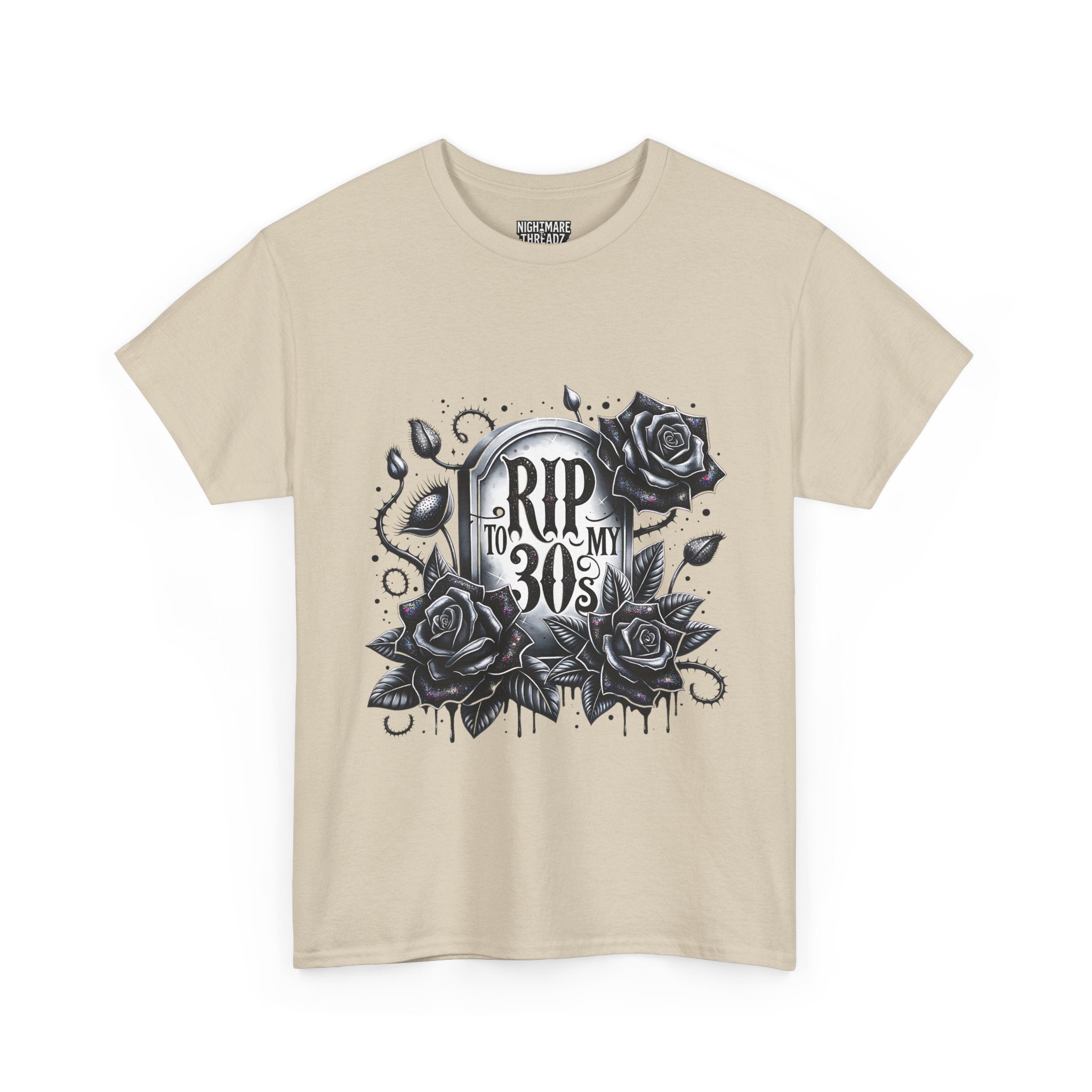 RIP to My 30s, Heavy, Unisex Graphic Shirt, Birthday Gift, Casual Wear, Vintage Style, Floral Design T-shirt