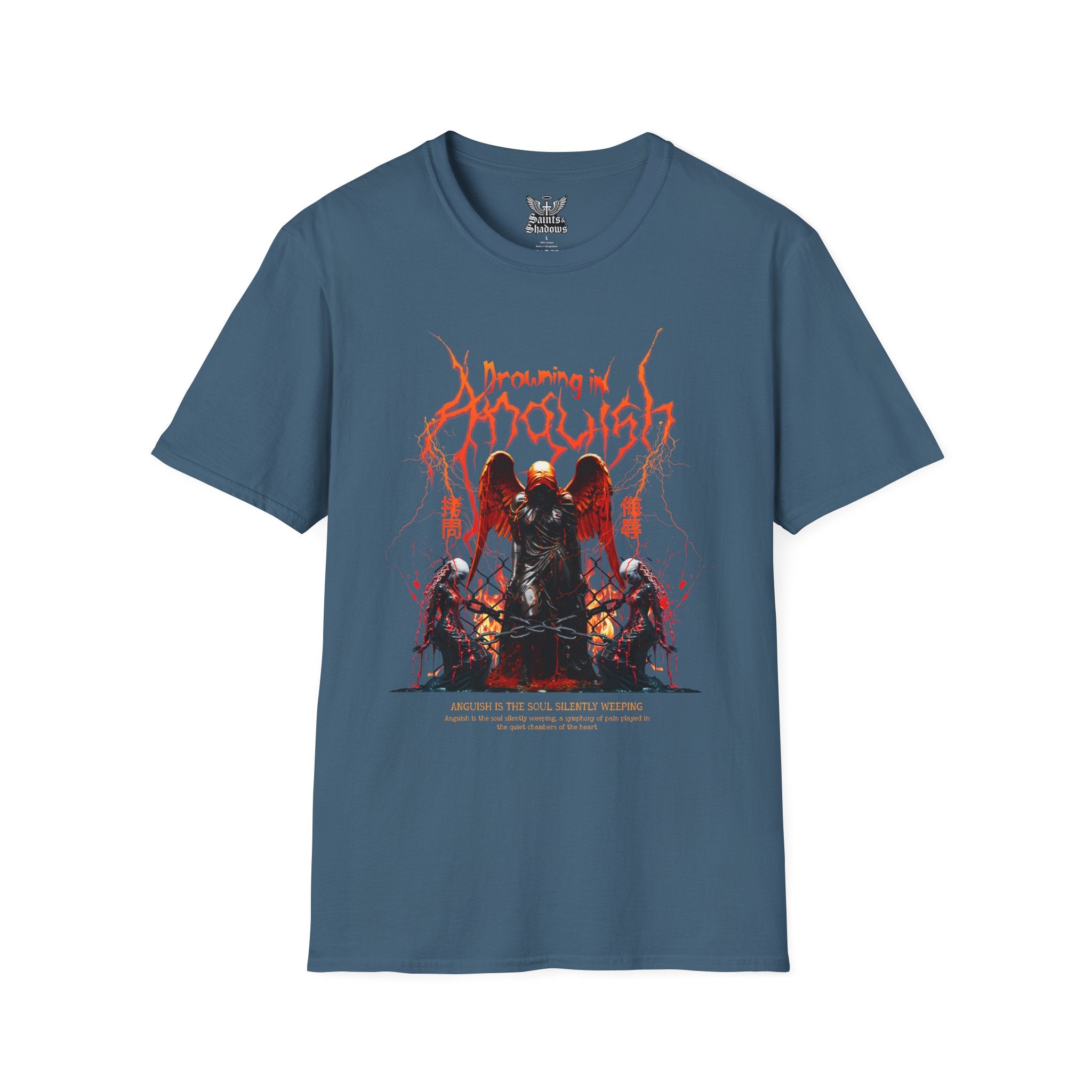 Saints and Shadows -Drowning In Anguish, Angelic Artwork Unisex Softstyle T-Shirt, Casual Wear
