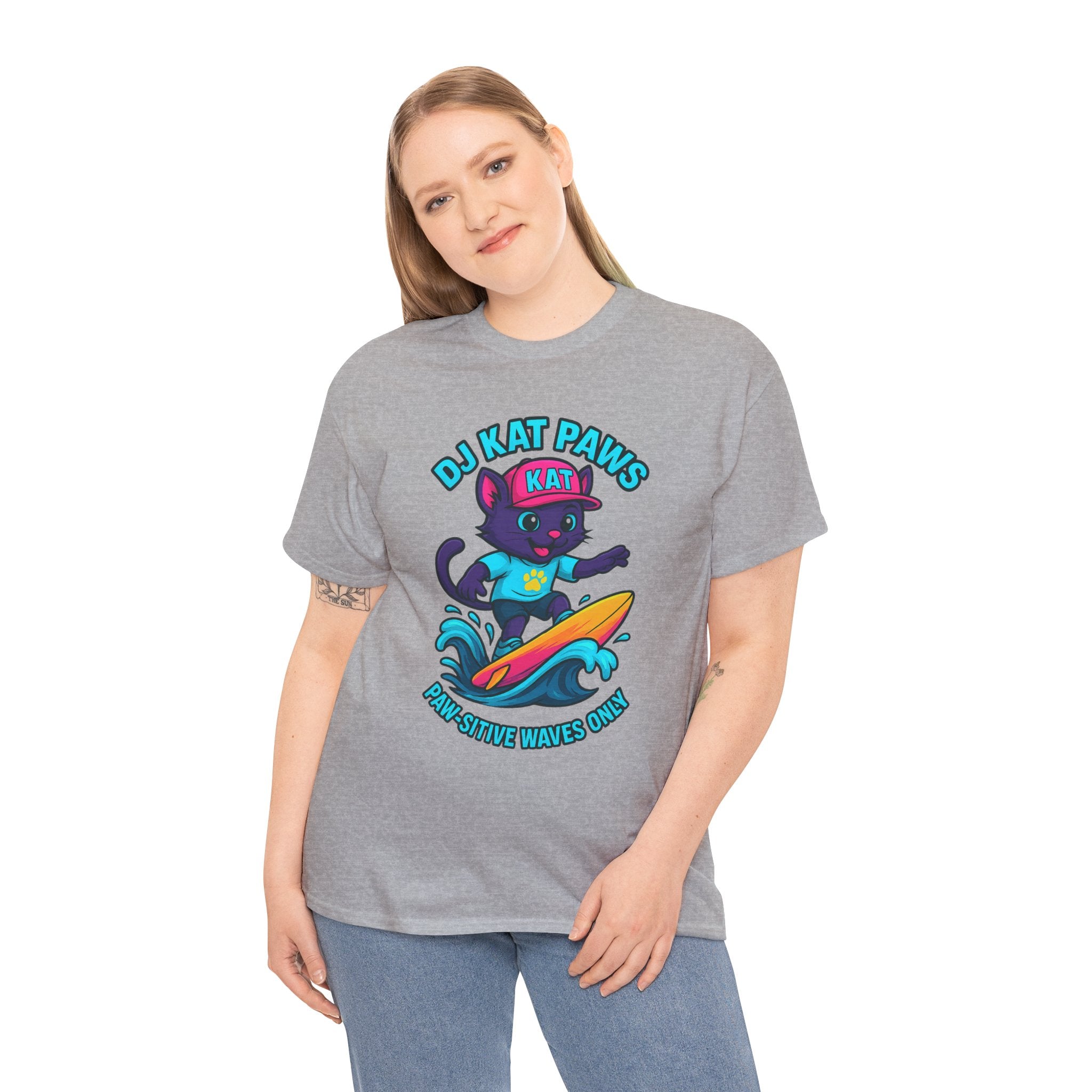DJ KAT PAWS Paw-sitive Waves Only Surfing Tee