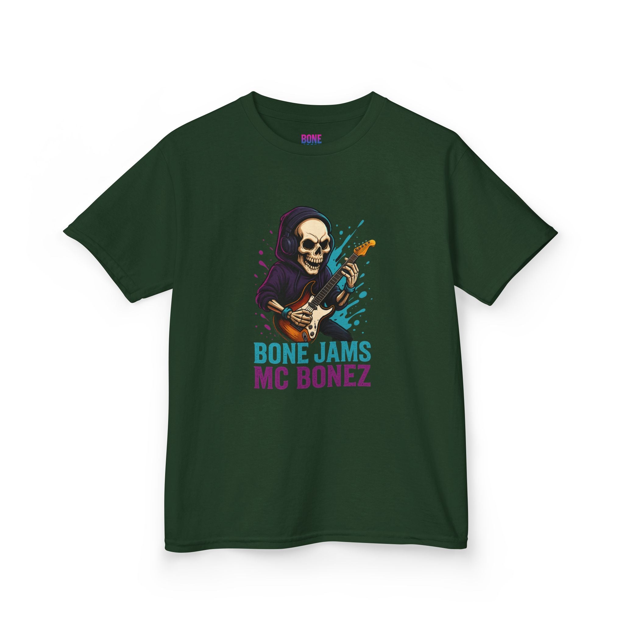 Bone Jams MC Bonez, Kids Tee | Guitar Edition | Cool Graphic Tee, Music Fan Shirt, Unique Gift for Young Musicians