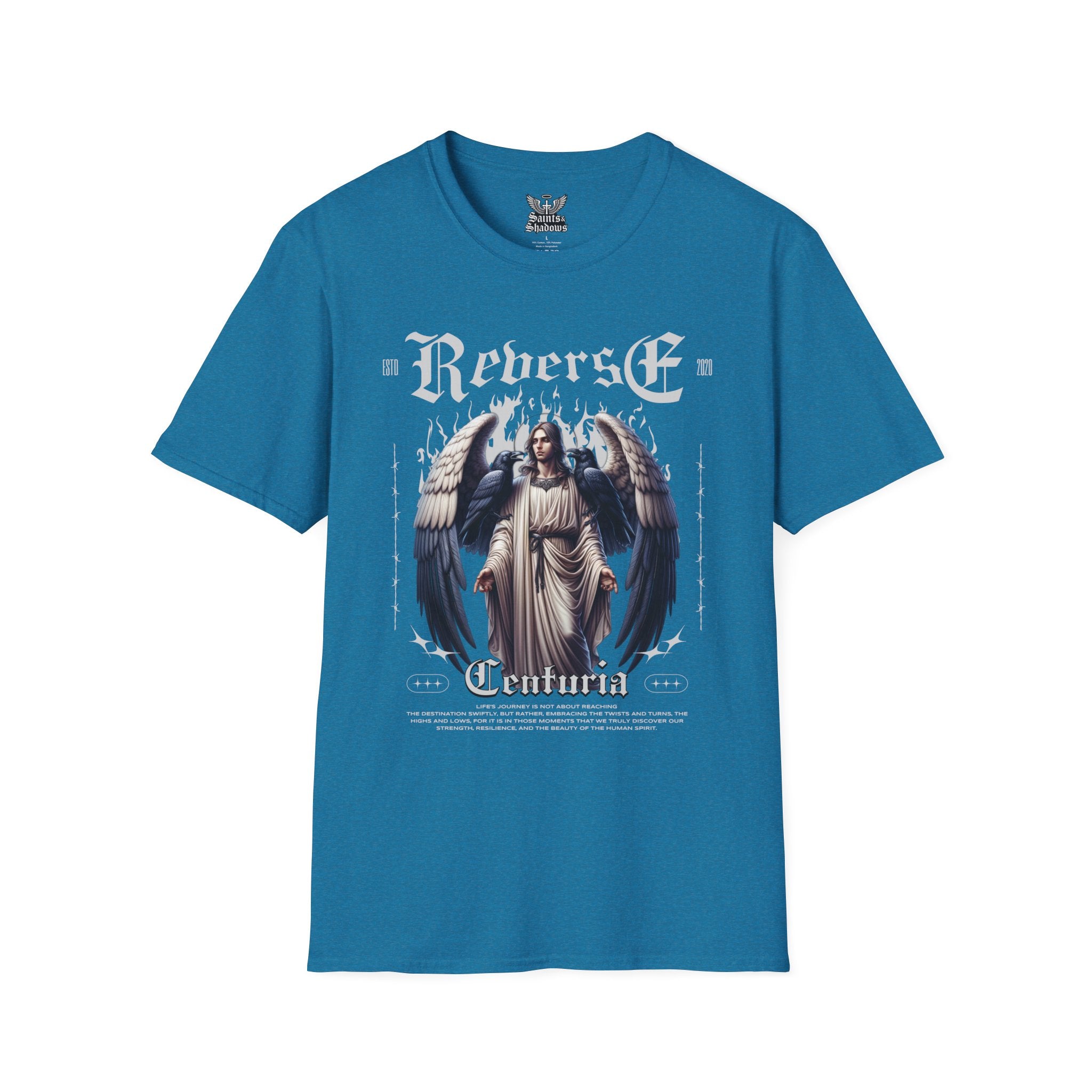 Saints and Shadows - Reverse Centuria, Angelic Artwork Unisex Softstyle T-Shirt, Casual Wear