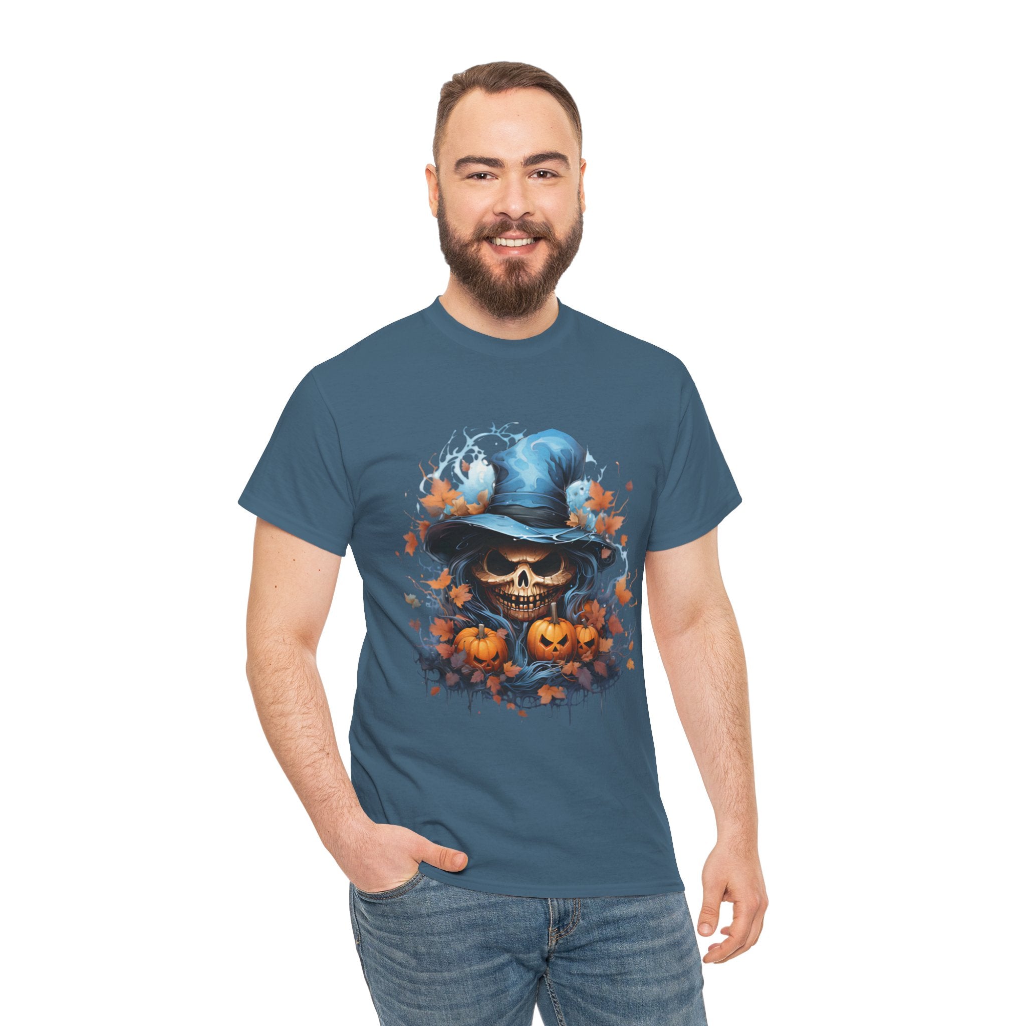 Skull Witch Unhappy Halloween Tee - Halloween Shirt, Spooky Tee, Pumpkin Shirt, Fall Apparel, Costume Top