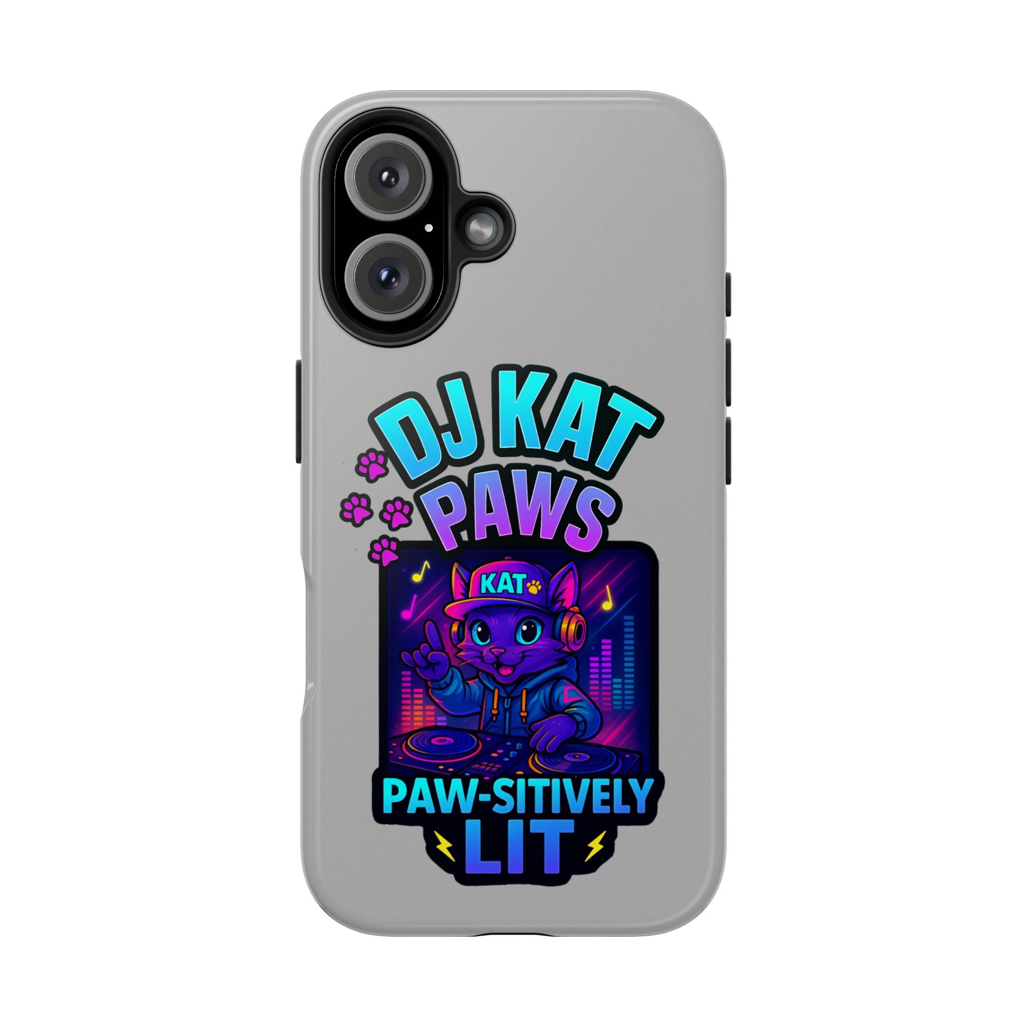 DJ KAT PAWS - Paw-sitively LIT | Tough Phone Cases - Unique Gift for Cat Lovers, Funny Phone Accessory, Music Lover's Case, Pet Owner Present