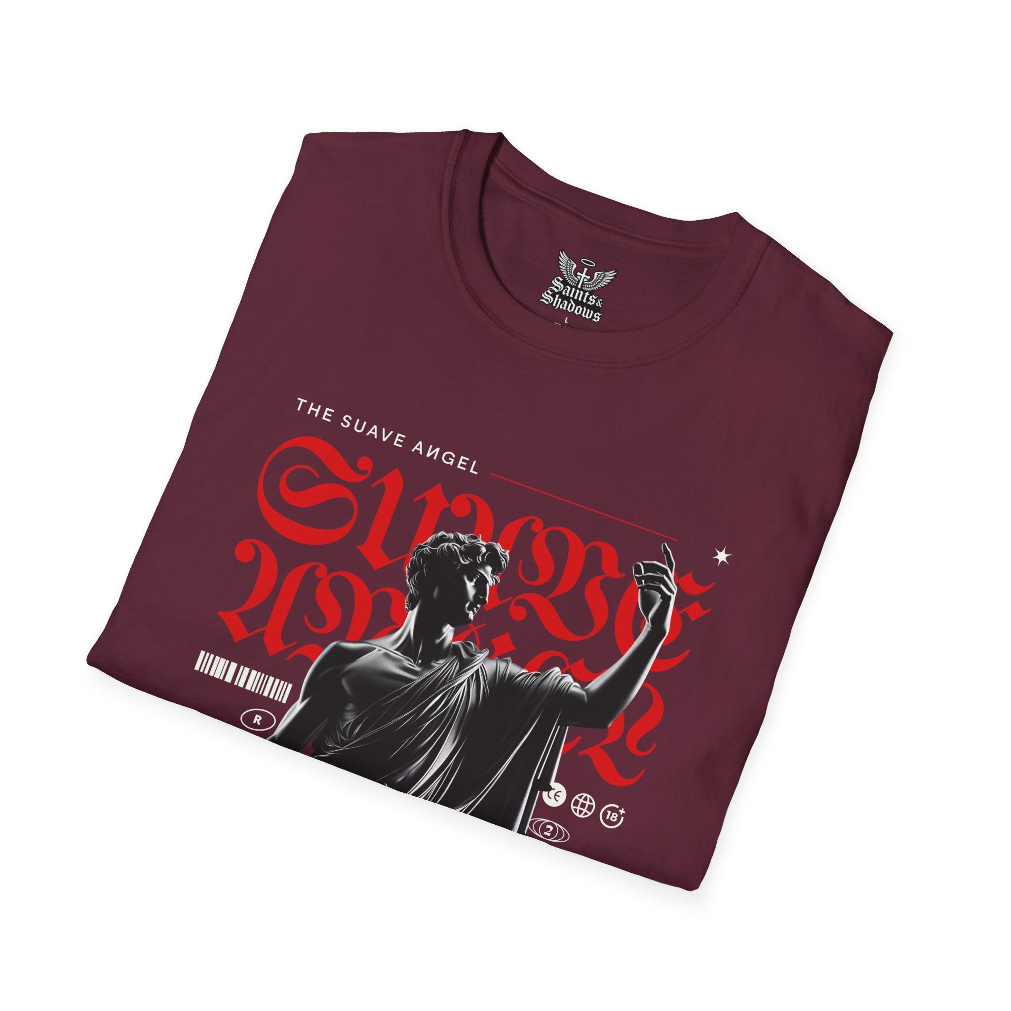 Saints and Shadows - The Suave Angel, Angelic Artwork Unisex Softstyle T-Shirt, Casual Wear