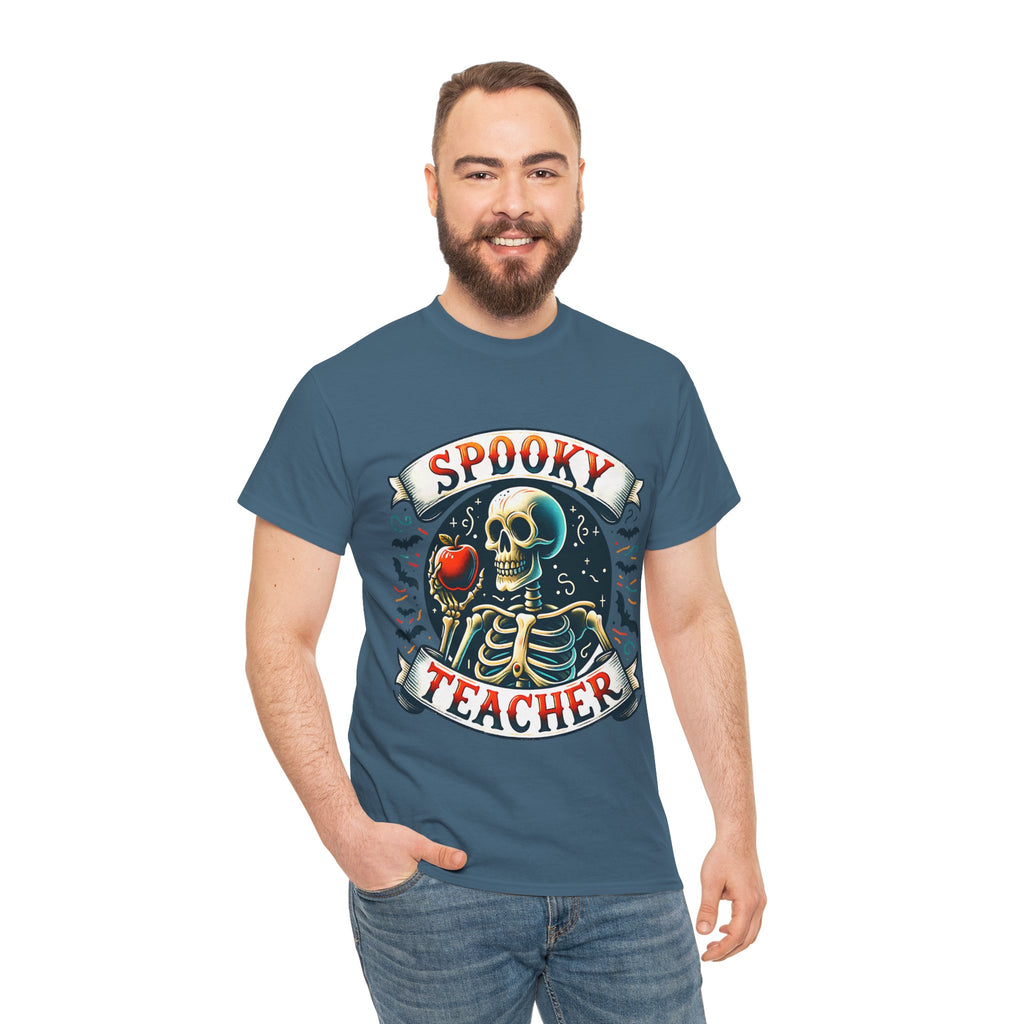 Spooky Teacher Tee, Halloween Shirt, Unisex Cotton T-Shirt, Funny Teacher Gift, Skeleton Design, Fall Apparel