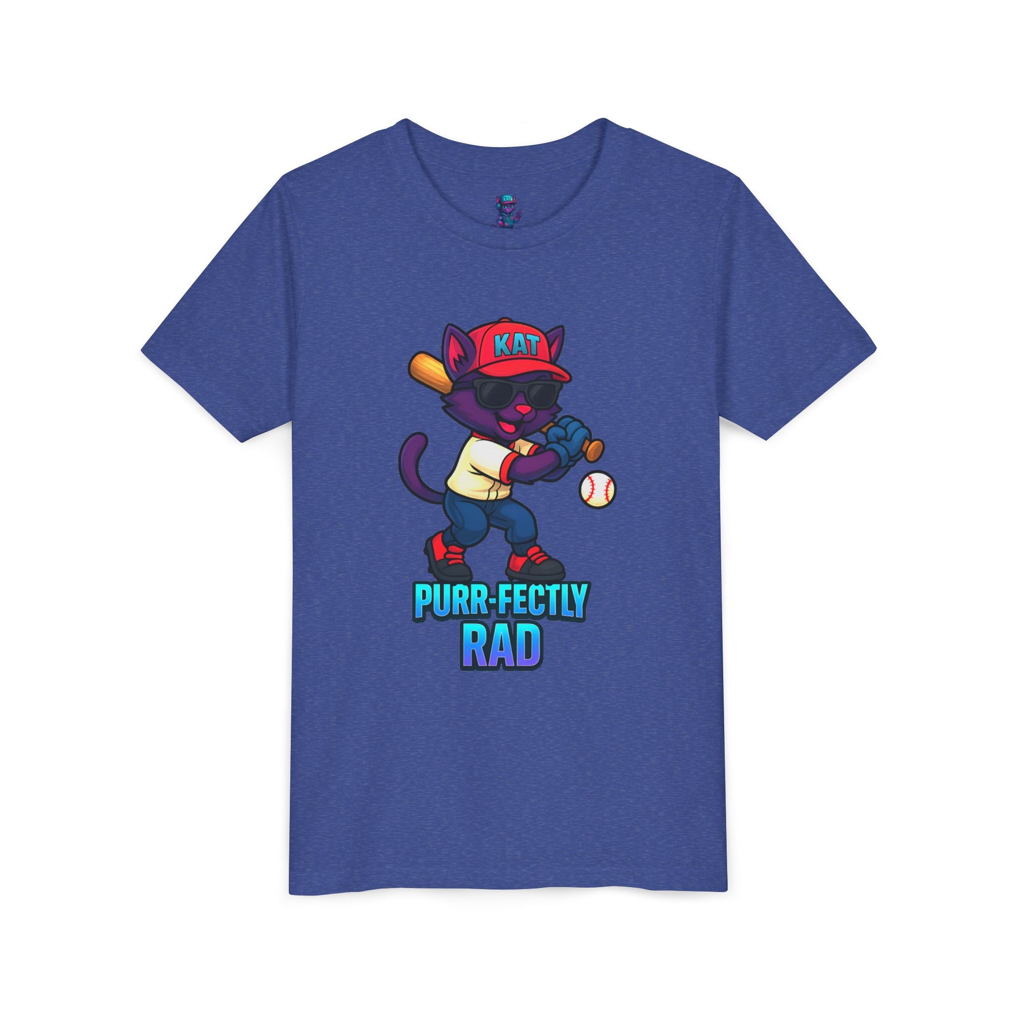 DJ KAT PAWS – Purr-fectly Rad Baseball Youth Tee | Fun Kids Graphic Shirt, Cool Cat Design, Perfect for Birthdays, Playdates & Sports Events