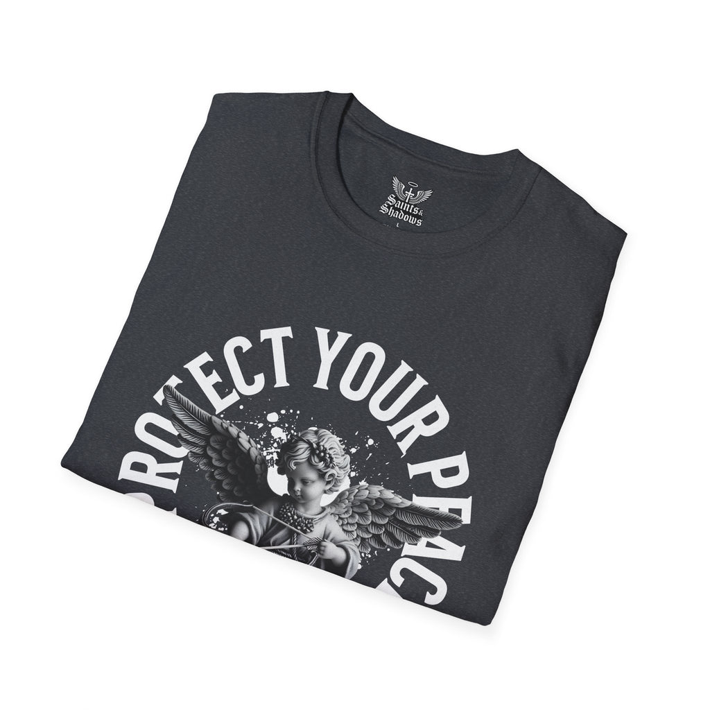 Saints and Shadows - Protect Your Peace, Angelic Artwork Unisex Softstyle T-Shirt, Casual Wear