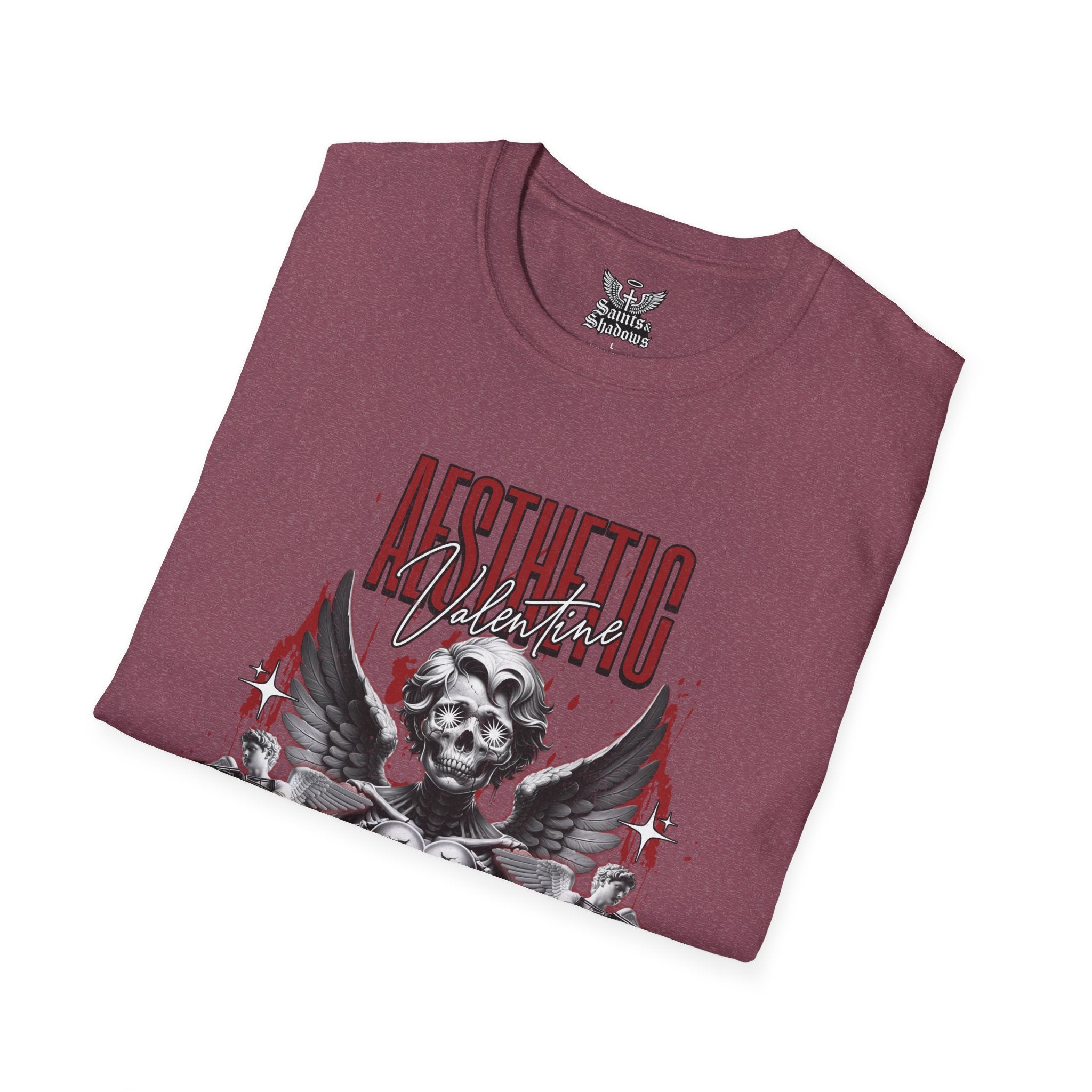 Saints and Shadows - Aesthetic Valentine, Angelic Artwork Unisex Softstyle T-Shirt, Casual Wear