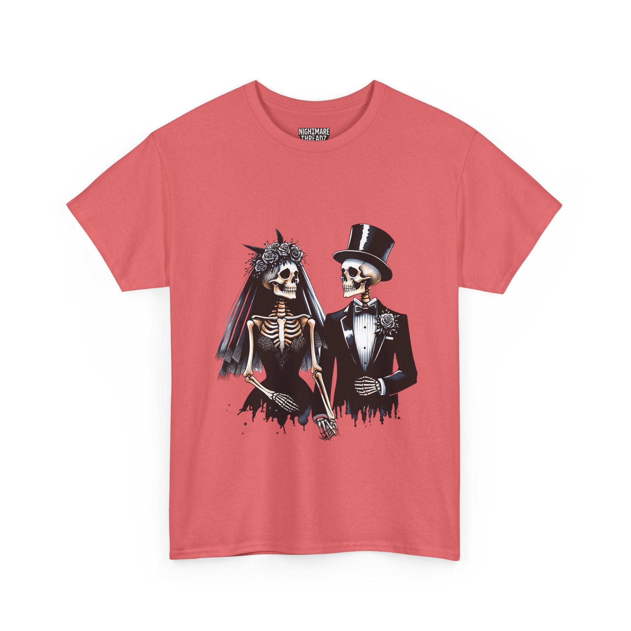 Skeleton Bride and Groom Wedding Tee - Horror Graphic Tee, Unisex Cotton Shirt, Halloween Costume, Horror Movie Gift, Spooky T-Shirt, Horror Fan Apparel