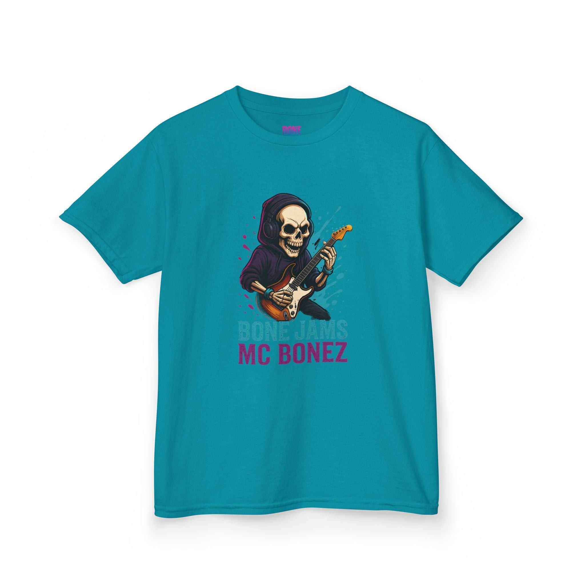 Bone Jams MC Bonez, Kids Tee | Guitar Edition | Cool Graphic Tee, Music Fan Shirt, Unique Gift for Young Musicians