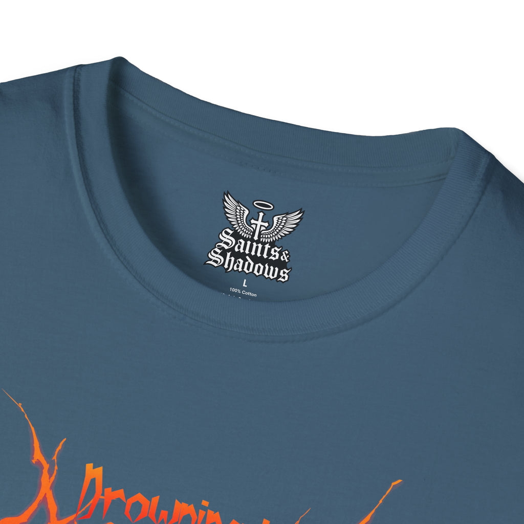 Saints and Shadows -Drowning In Anguish, Angelic Artwork Unisex Softstyle T-Shirt, Casual Wear