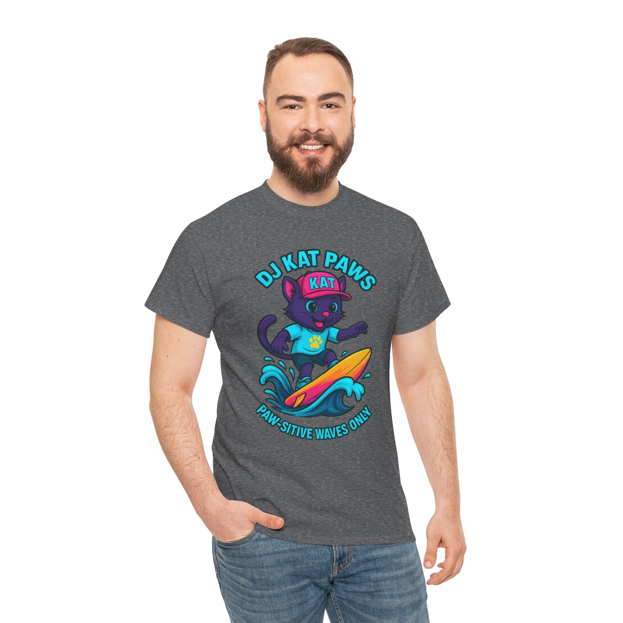 DJ KAT PAWS Paw-sitive Waves Only Surfing Tee